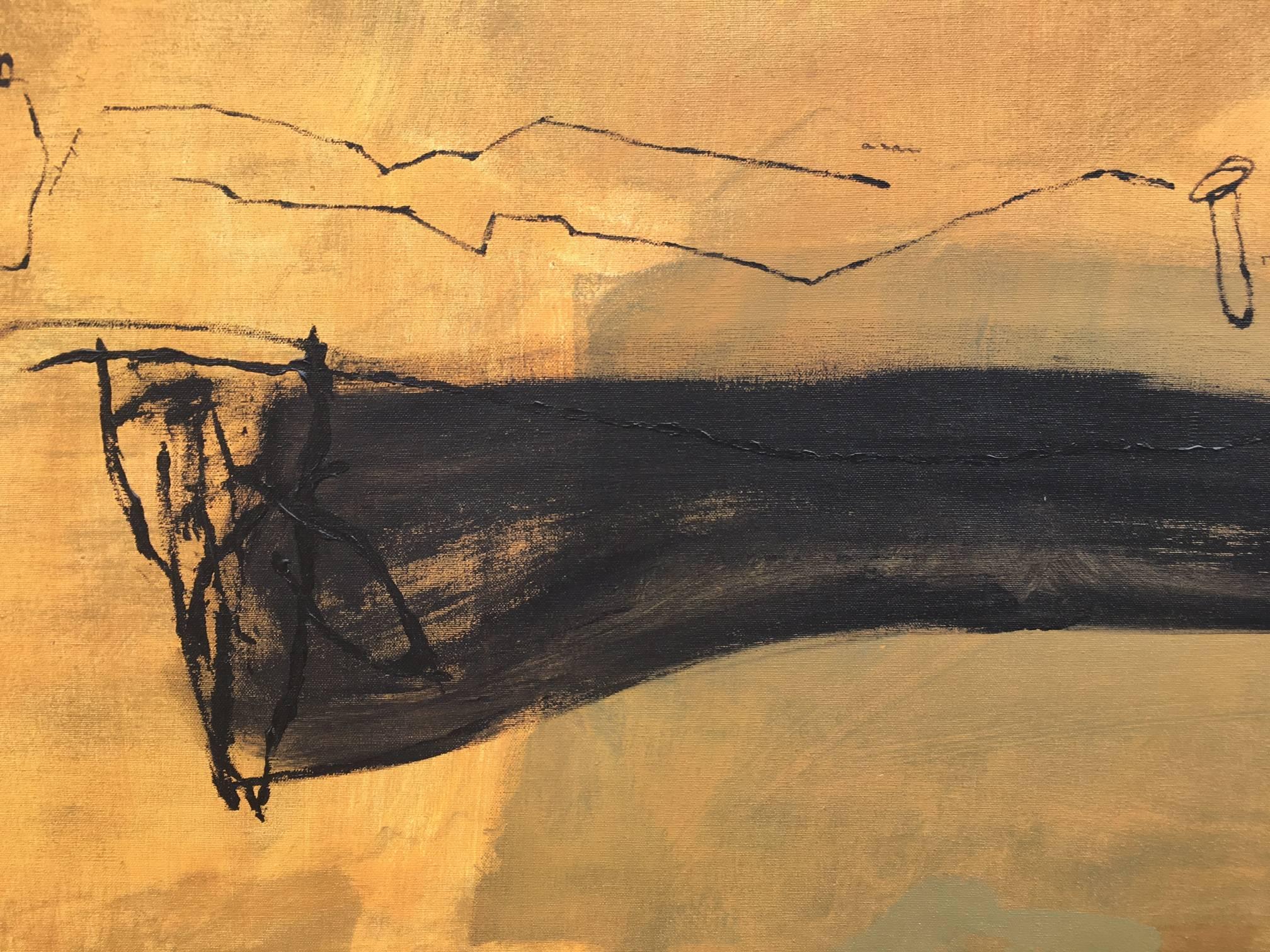 Ruz  Oro  Nero  Grande  Dejame - dipinto originale su tela acrilica astratta - Abstract Painting Marrone di RAFAEL RUZ