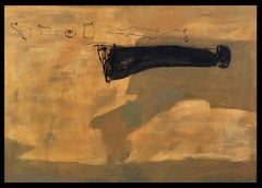 Ruz Golden Black Big Dejame – originelles abstraktes Acrylgemälde auf Leinwand
