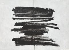 Ruz   Gray and Black Diptych  Very Big  original abstract canvas  acrylic