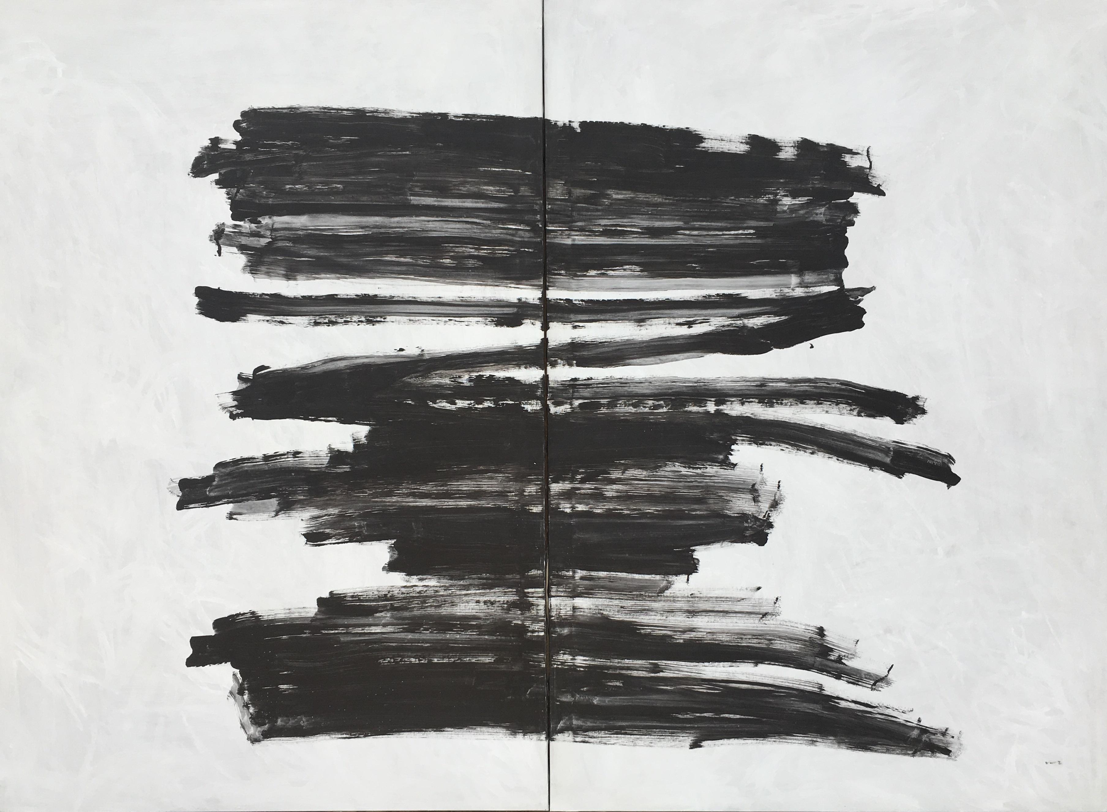 Ruz   Dittico grigio e nero  Molto grande  tela astratta originale  acrilico - Painting Astratto di RAFAEL RUZ