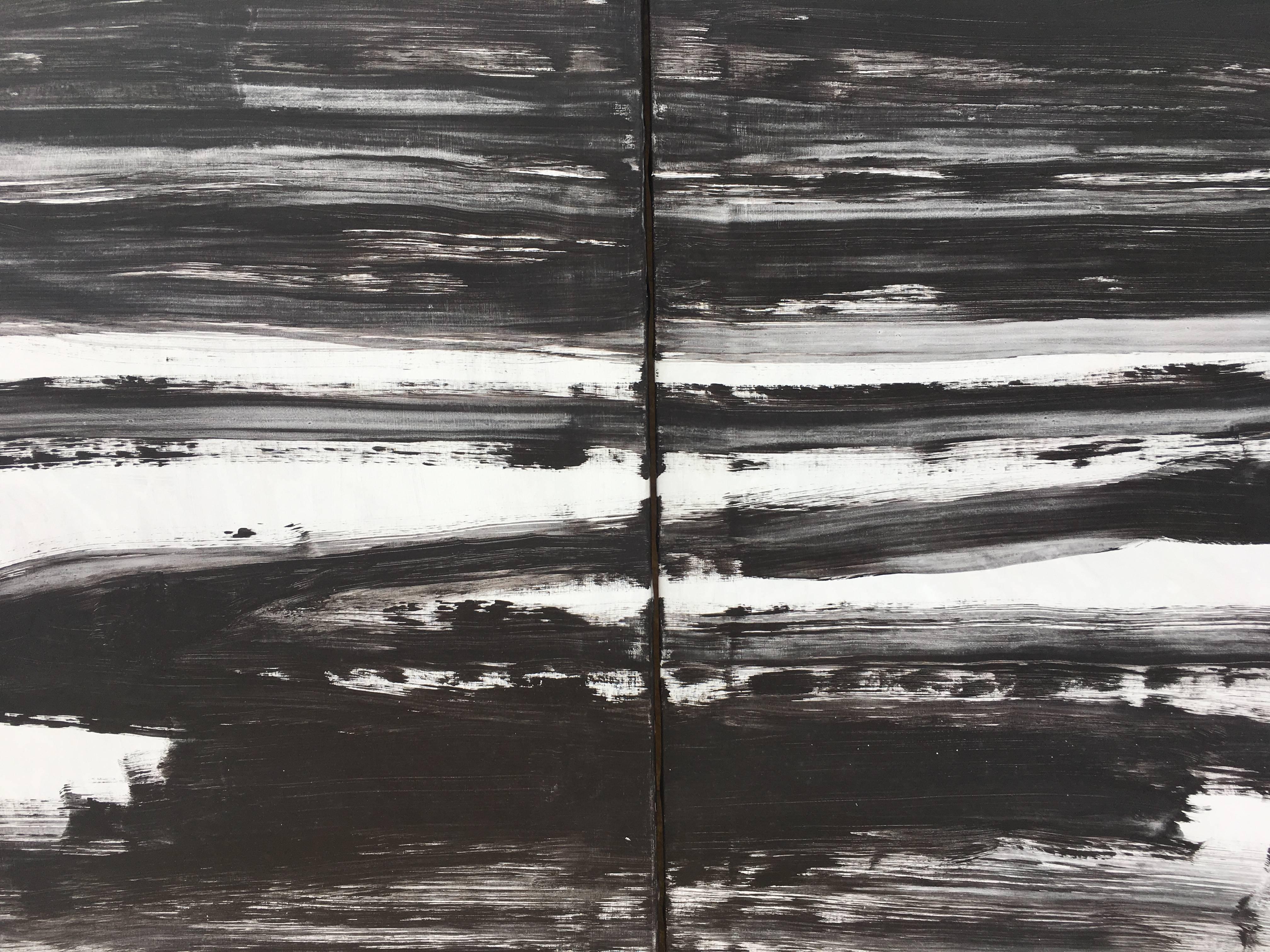 Ruz   Dittico grigio e nero  Molto grande  tela astratta originale  acrilico - Abstract Painting Grigio di RAFAEL RUZ