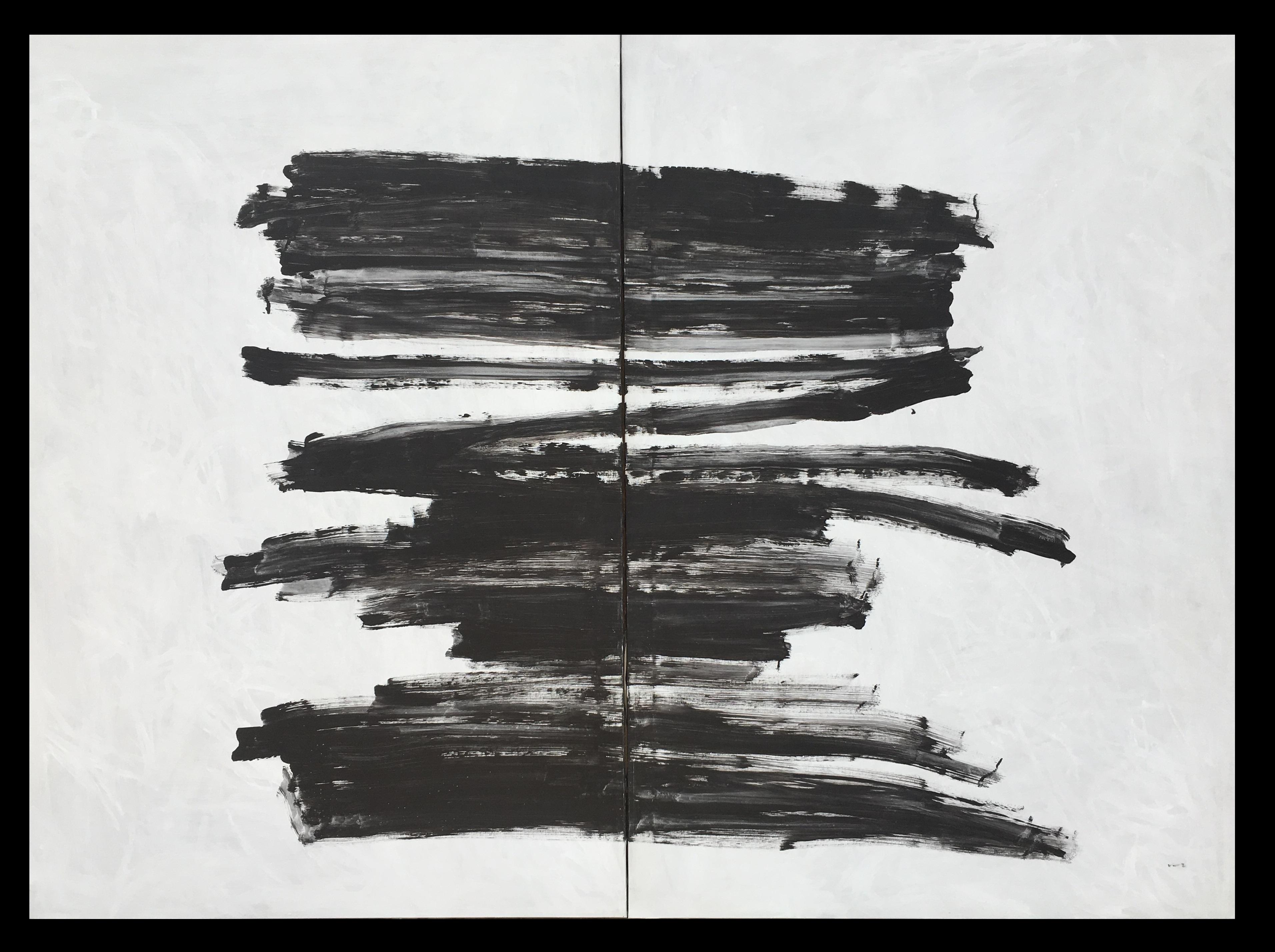 Abstract Painting di RAFAEL RUZ - Ruz   Dittico grigio e nero  Molto grande  tela astratta originale  acrilico