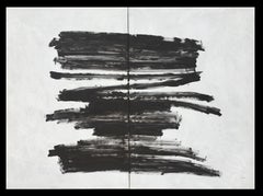 Ruz   Díptico Gris y Negro  Muy grande  lienzo abstracto original  acrílico