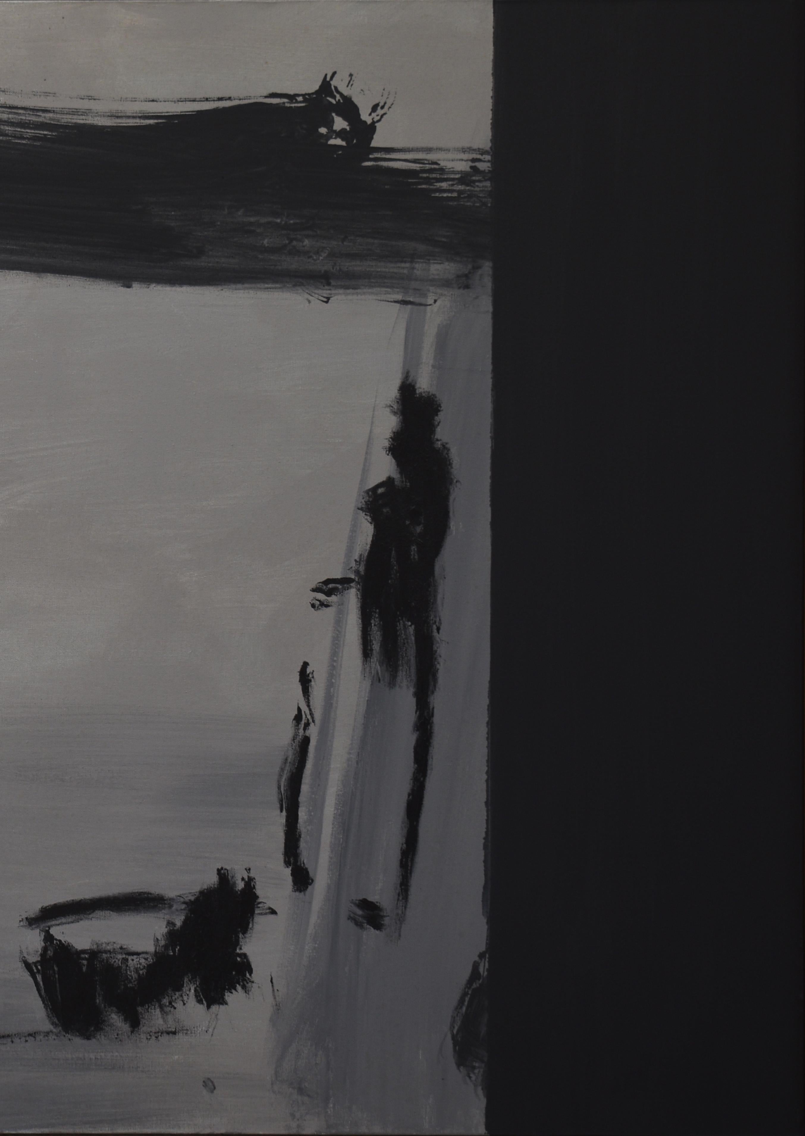 Ruz  Gris et noir  INSIGNIFICANTE Acrylique abstraite sur toile  - Abstrait Painting par RAFAEL RUZ