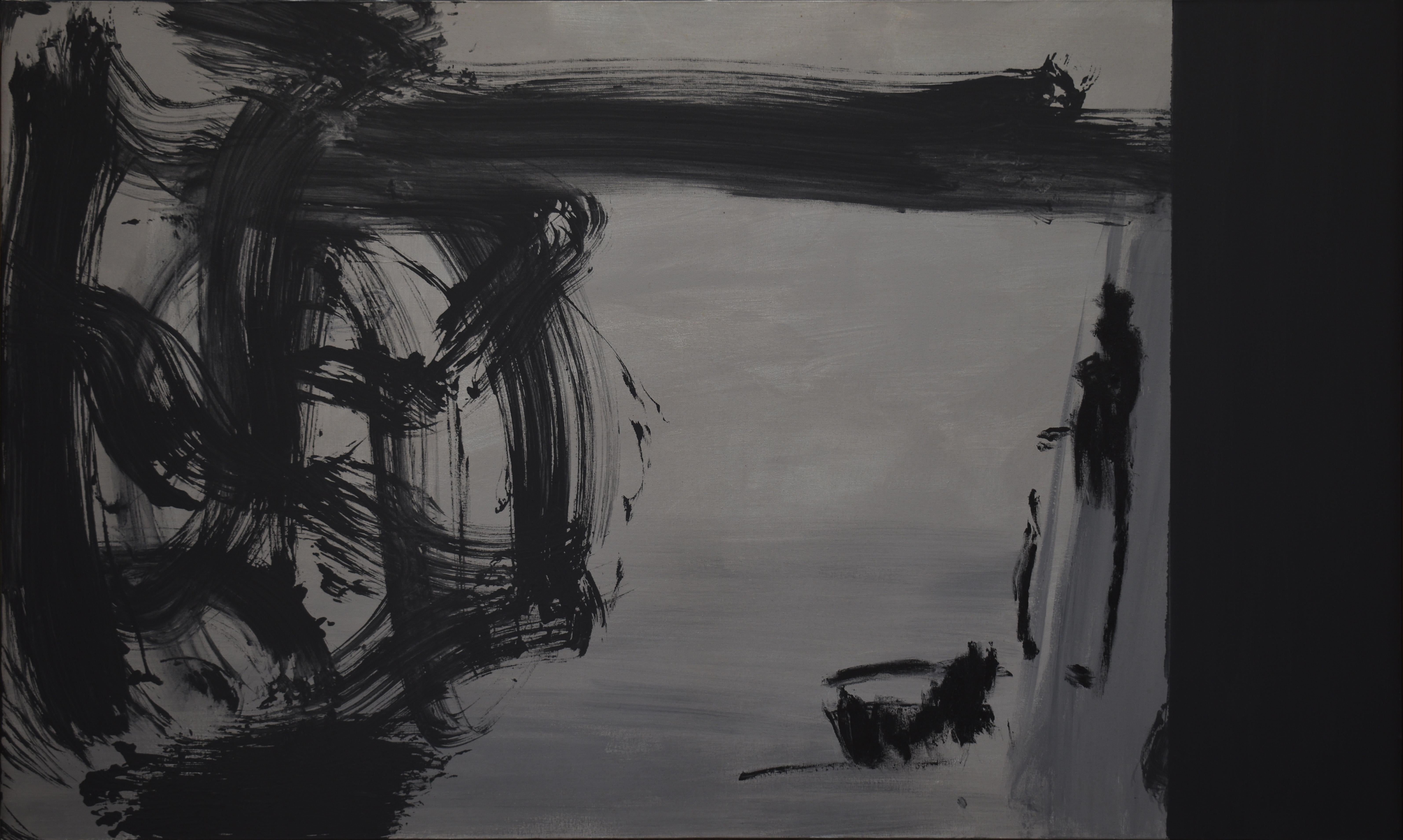 Abstract Painting RAFAEL RUZ - Ruz  Gris et noir  INSIGNIFICANTE Acrylique abstraite sur toile 