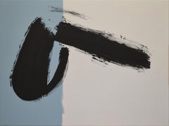 Ruz Grau Blau Schwarz Embeleso – Abstraktes Acrylgemälde
