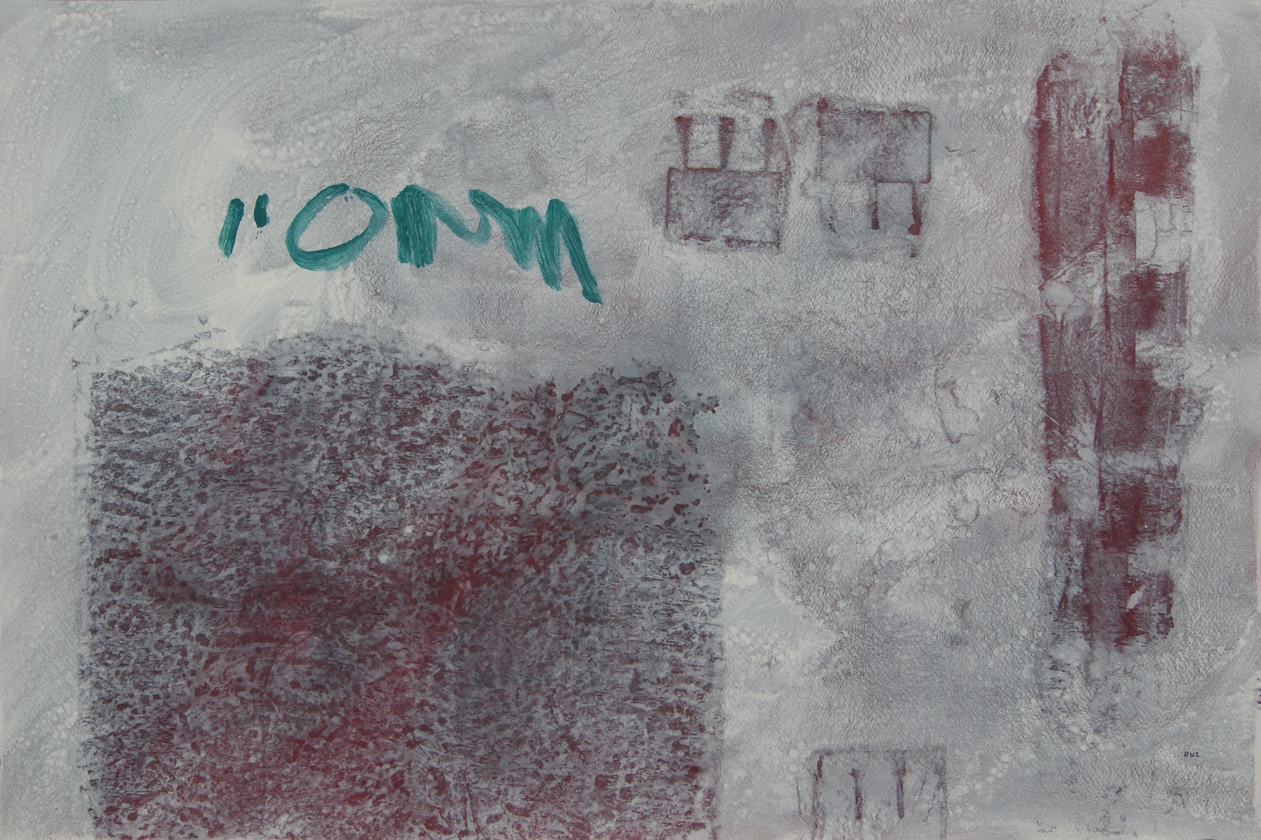 Ruz  gray range original abstract acrylic painting - Painting by RAFAEL RUZ