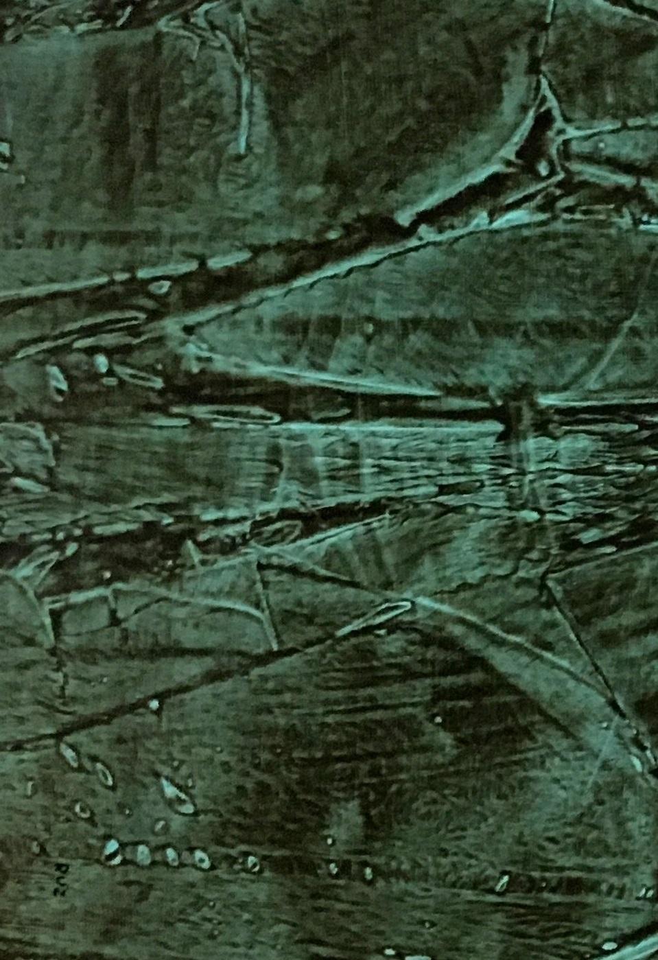 Ruz.  Green Colors Black and Red original abstract acrylic canvas painting - Abstract Painting by RAFAEL RUZ