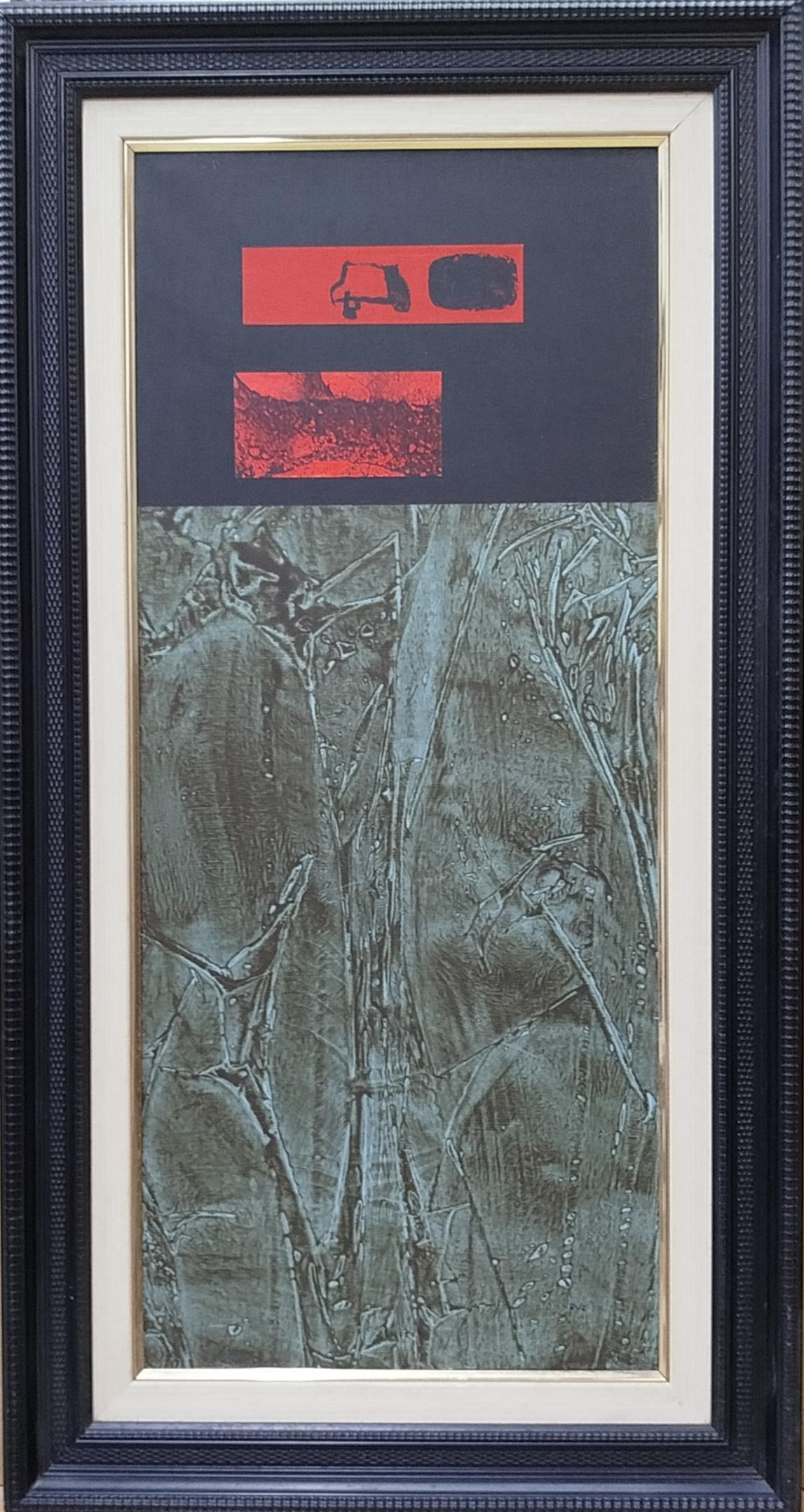 Ruz   Green Colors Black and Red original abstract acrylic canvas painting