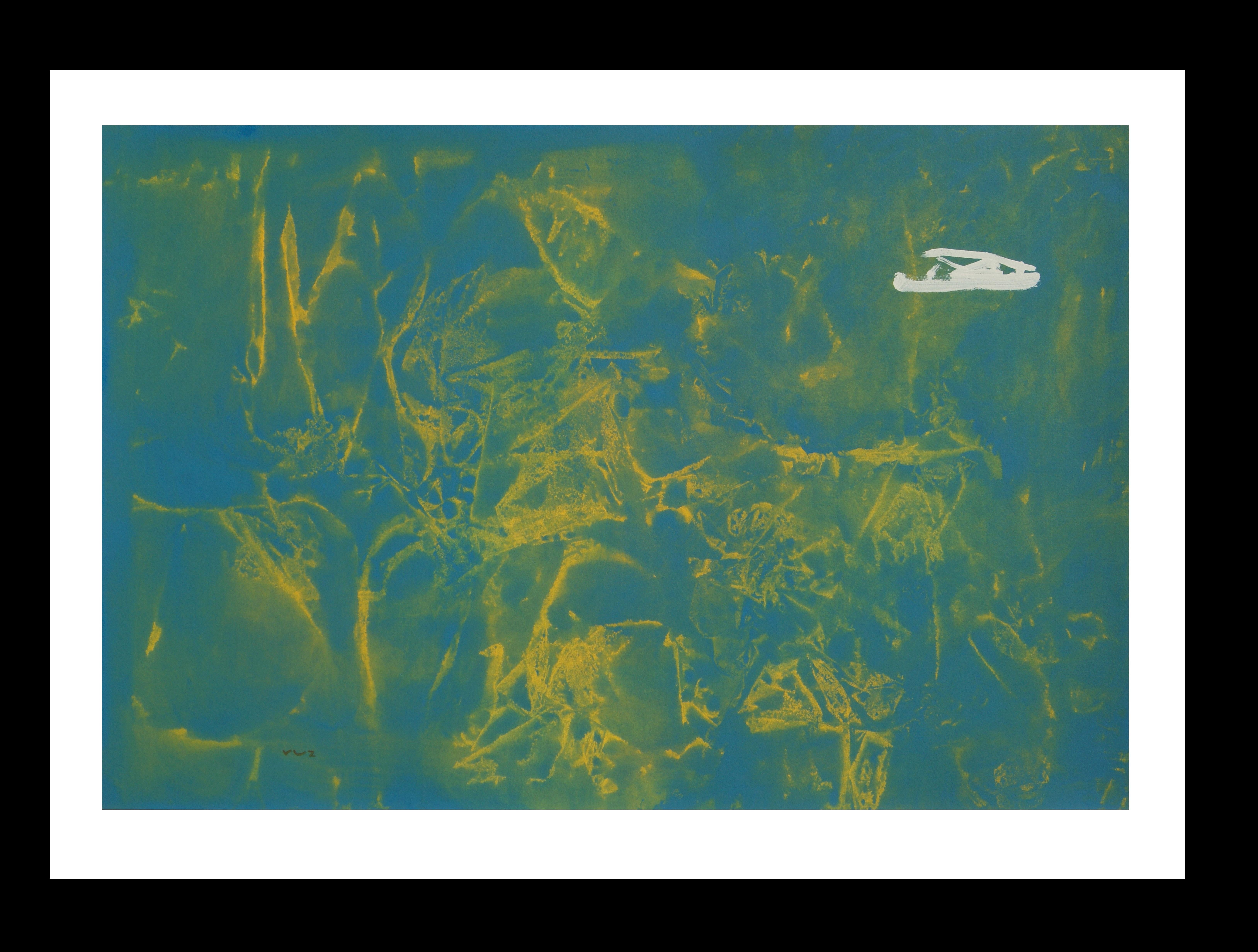 RAFAEL RUZ Abstract Painting – Ruz green original abstract acrylic painting