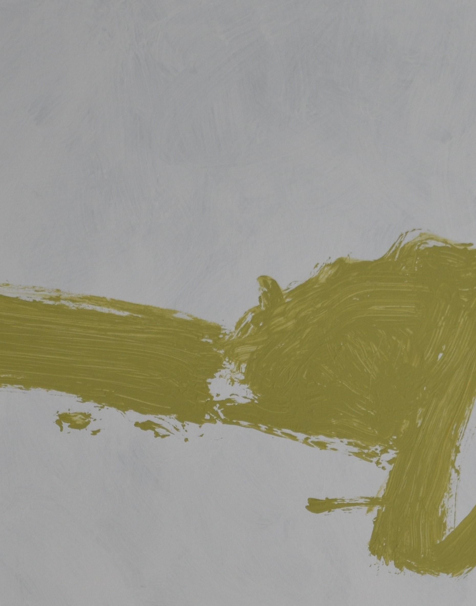 Ruz  Sfondo luminoso verde-rosso  Pittura astratta in acrilico su tela - Abstract Painting Grigio di RAFAEL RUZ