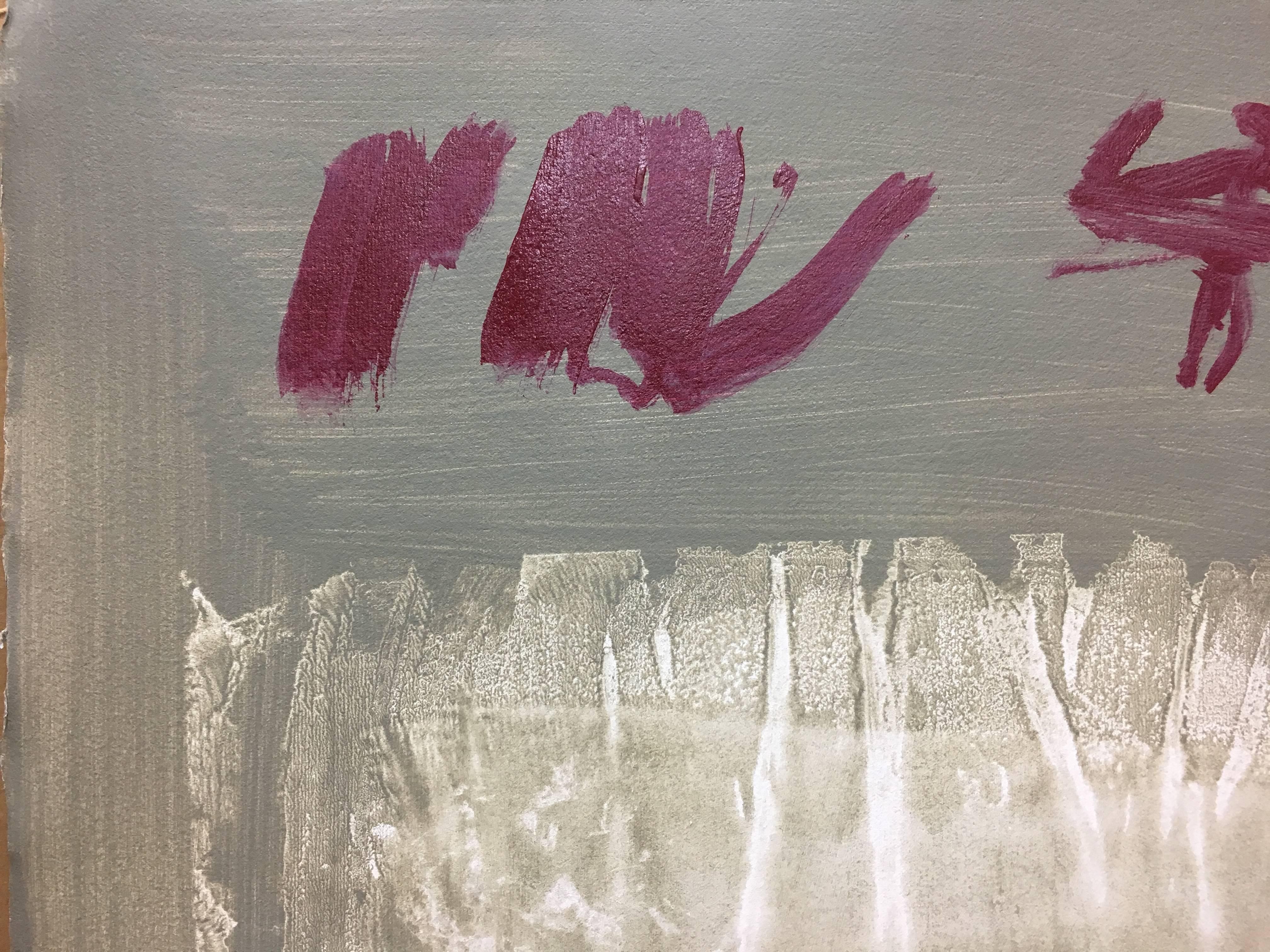 Ruz   Grey and Red  Brown  Landscapes  Abstract Acrylic on paper Painting For Sale 1