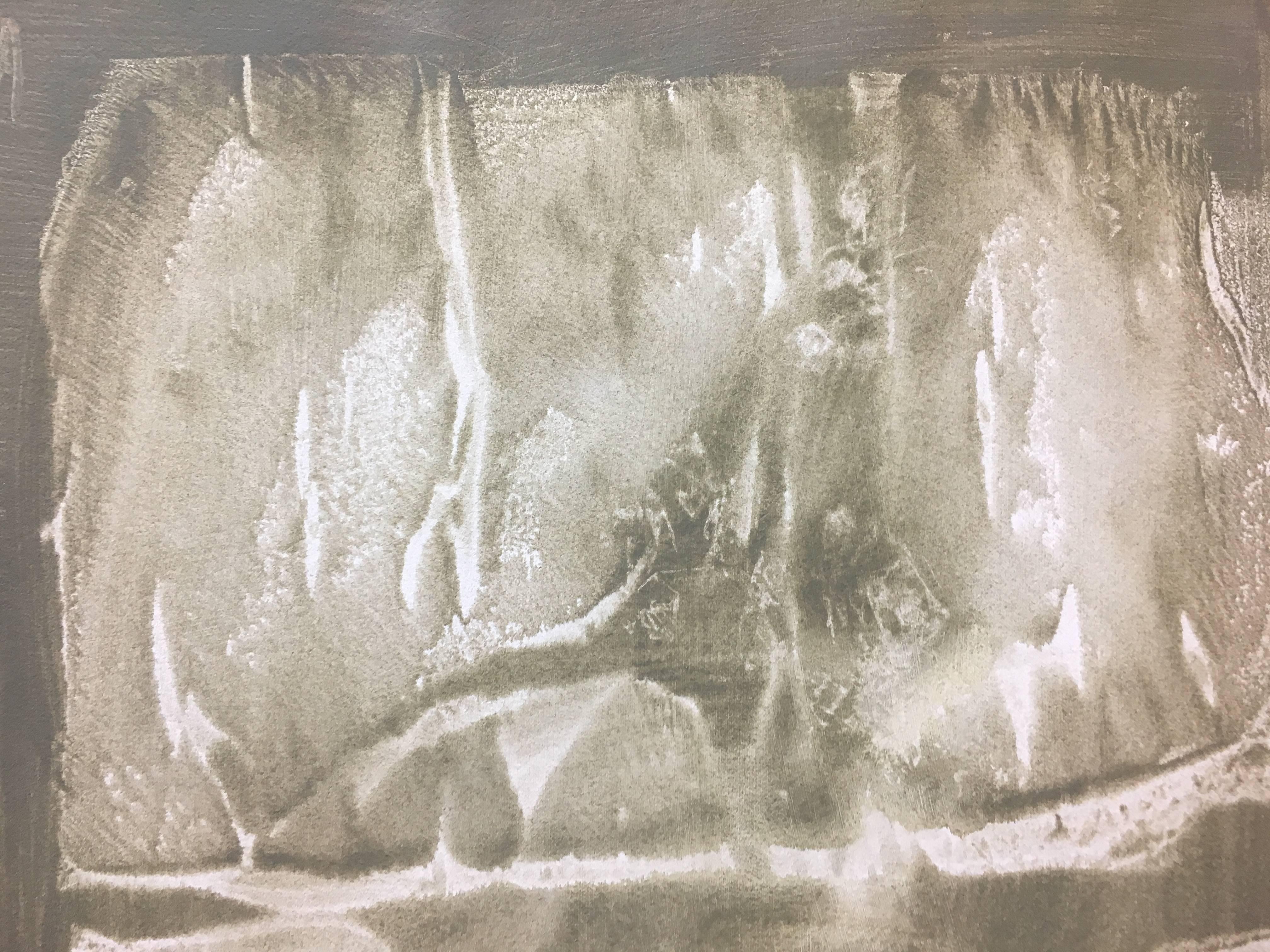 Ruz   Grey and Red  Brown  Landscapes  Abstract Acrylic on paper Painting For Sale 2