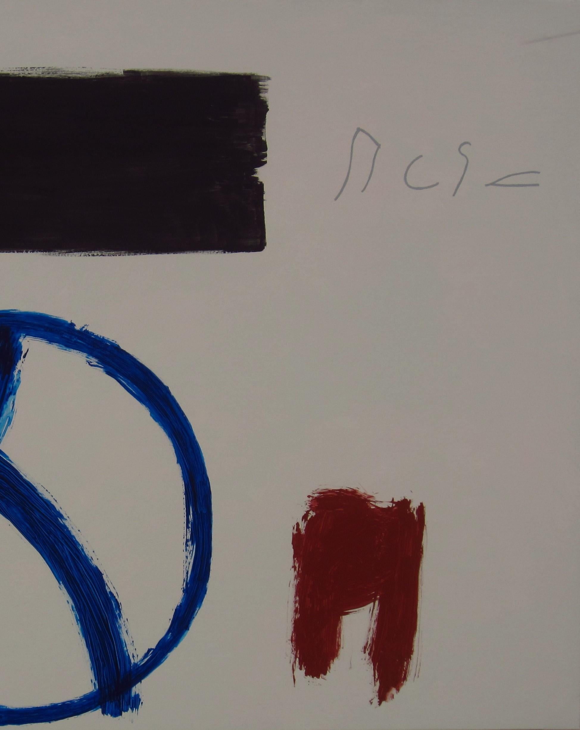 Grau-Schwarz-Blaues abstraktes Acryl  Malerei (Abstrakt), Painting, von RAFAEL RUZ