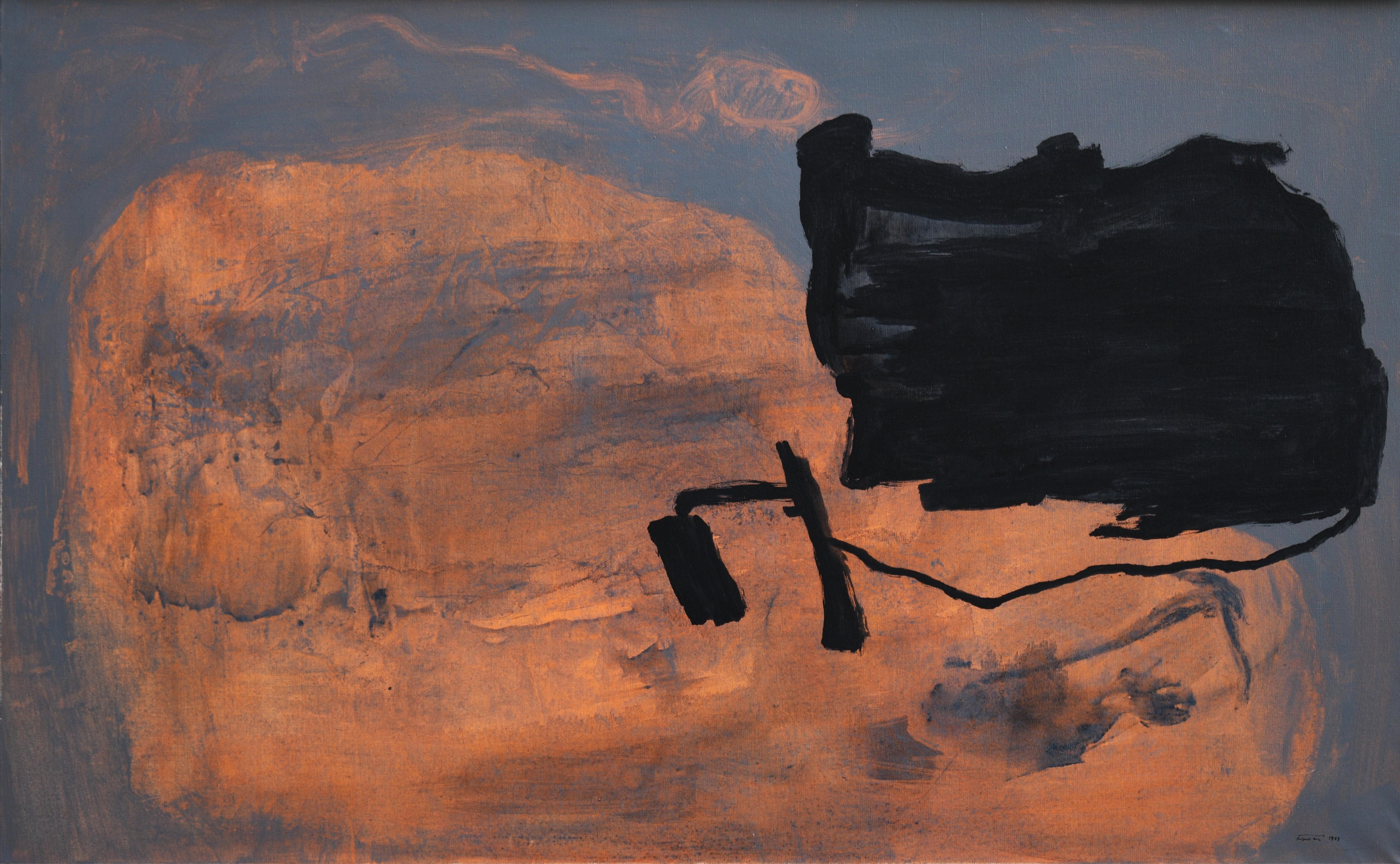 „Hermosamente Torpe“ – Acrylgemälde, abstrakt, gerahmt, 21. Jahrhundert
