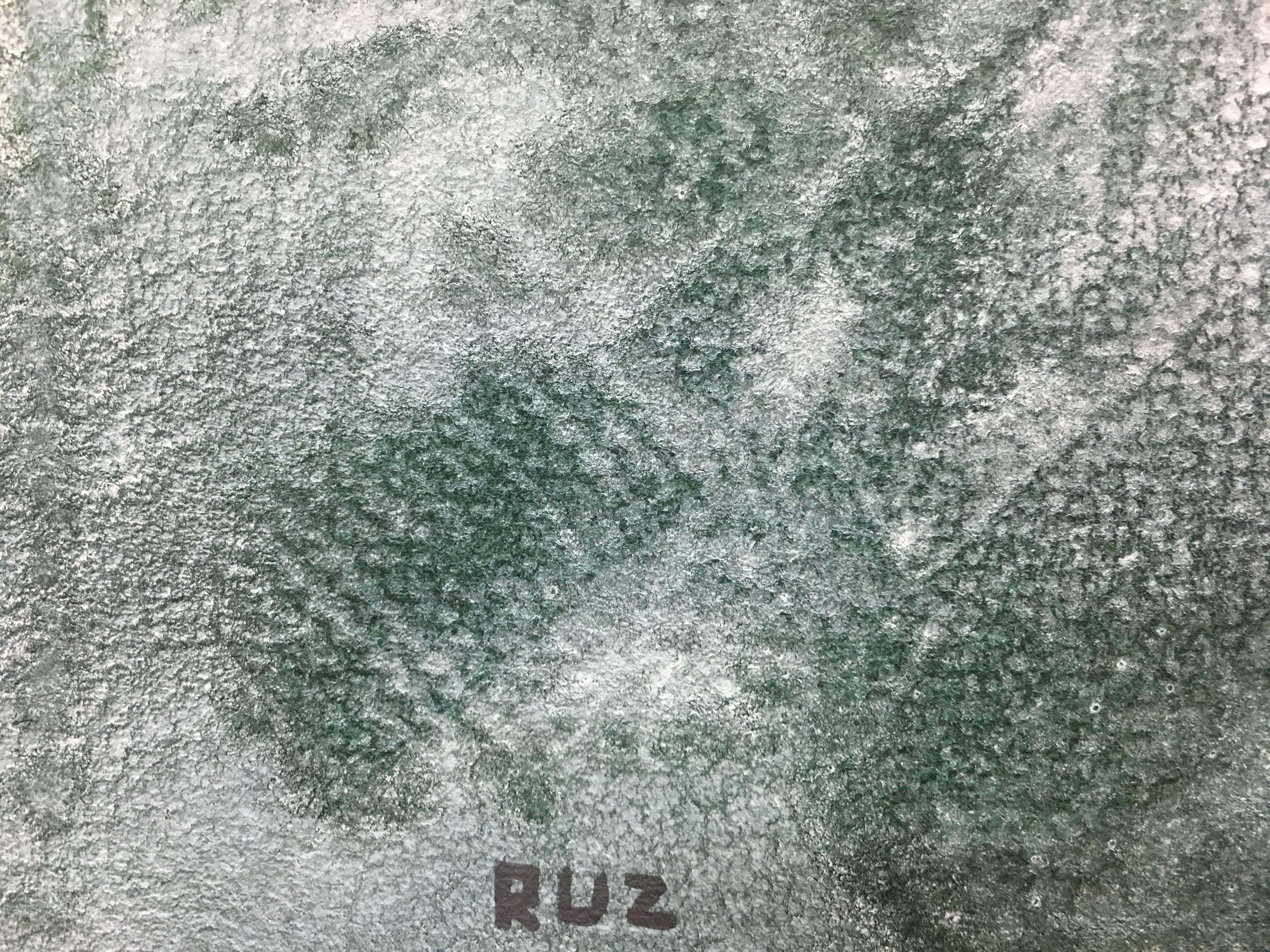 Ruz. Paesaggi interni - Pittura astratta acrilica su carta - Abstract Painting Grigio di RAFAEL RUZ