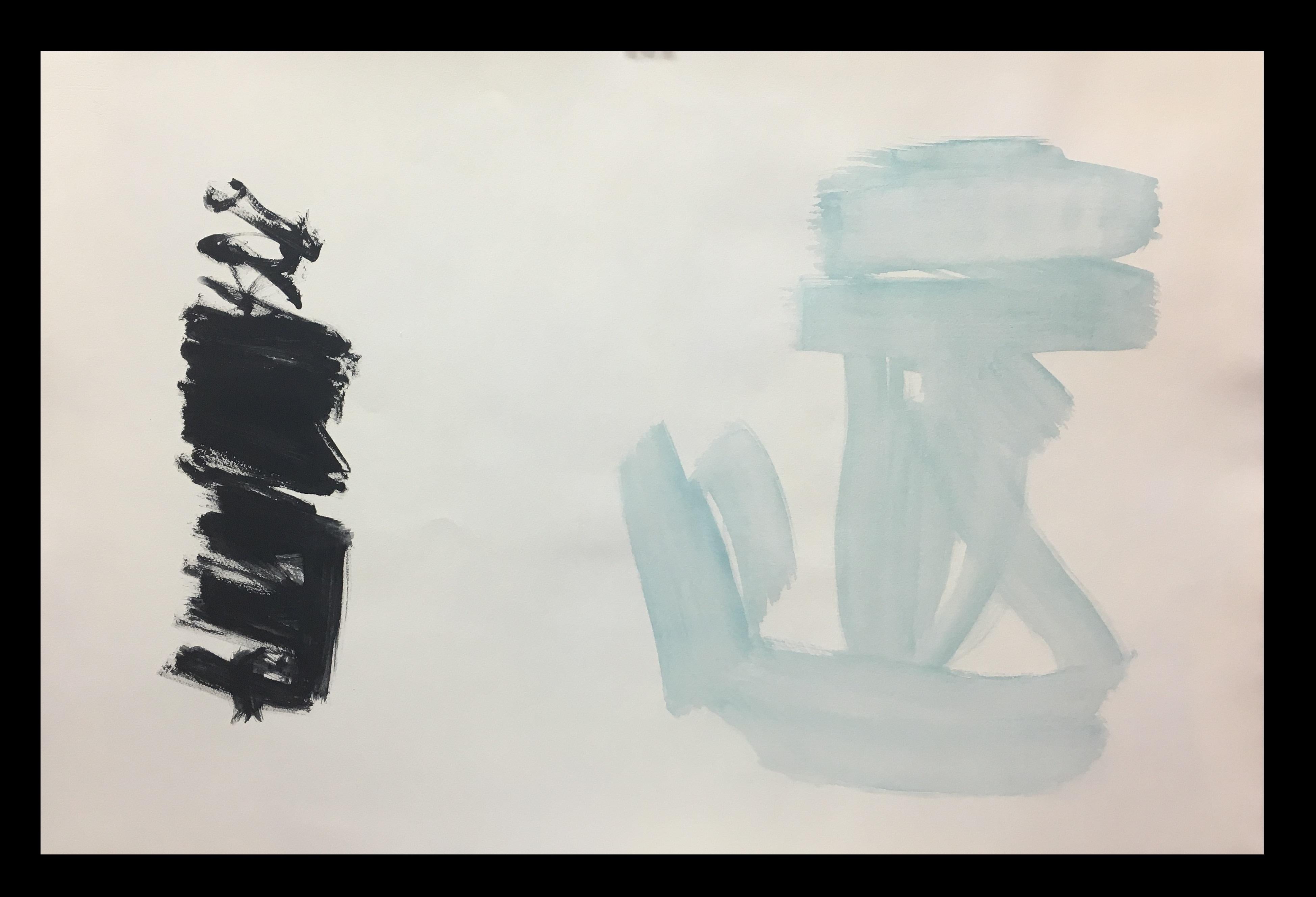 Abstract Painting de RAFAEL RUZ - Ruz 27 Luz y Fondo Negro - Pintura Abstracta Acrílico sobre papel