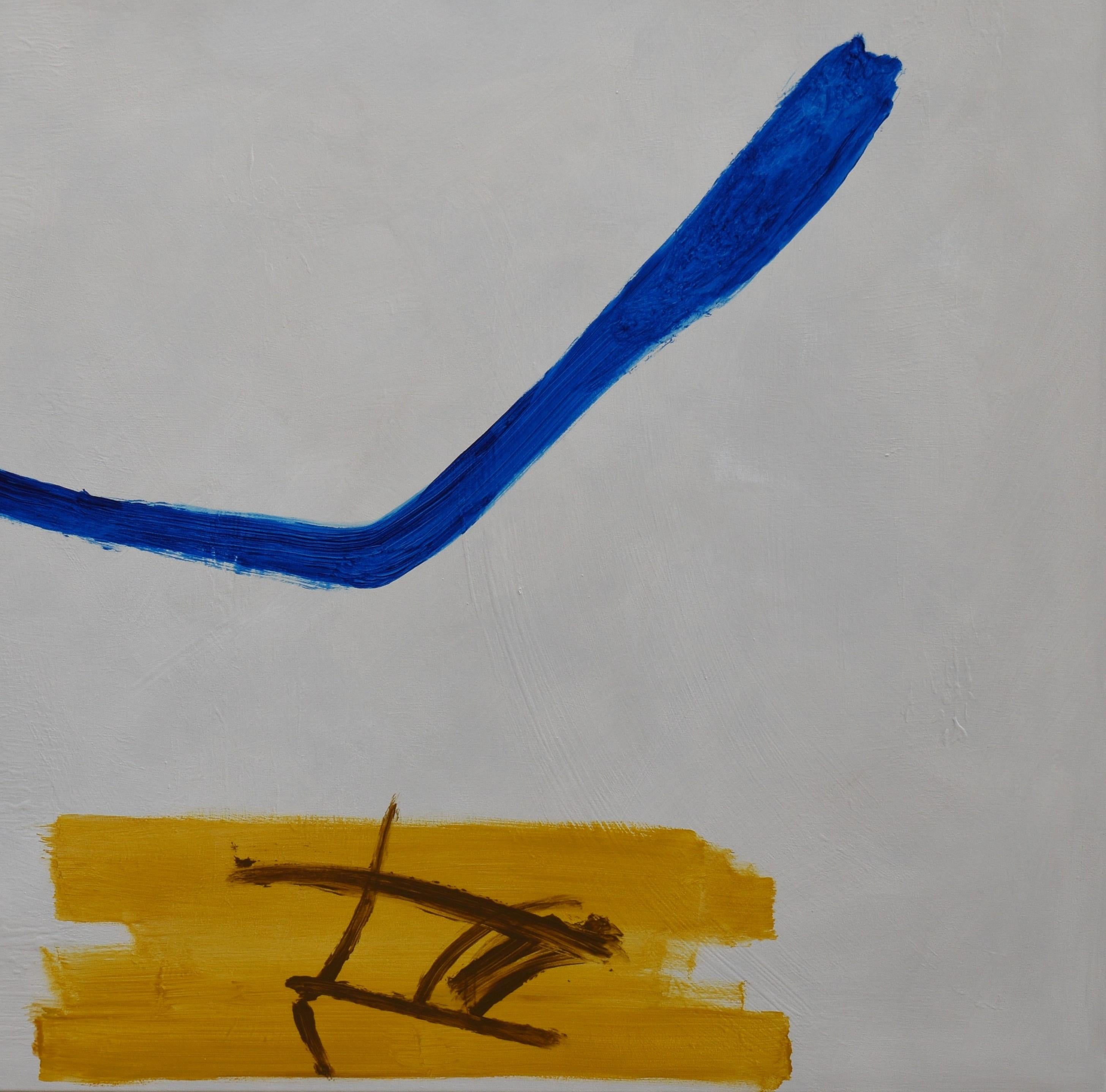 Ruz  Heller Hintergrund Blau  Veritas Veritatis  Abstrakt-Acryl  Malerei – Painting von RAFAEL RUZ