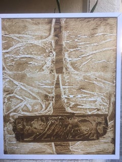 Ruz  Ocher  Vertical   original abstract acrilic canvas painting