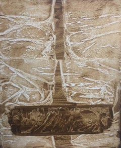 Ruz  Ocher  Vertical   original abstract acrilic canvas painting