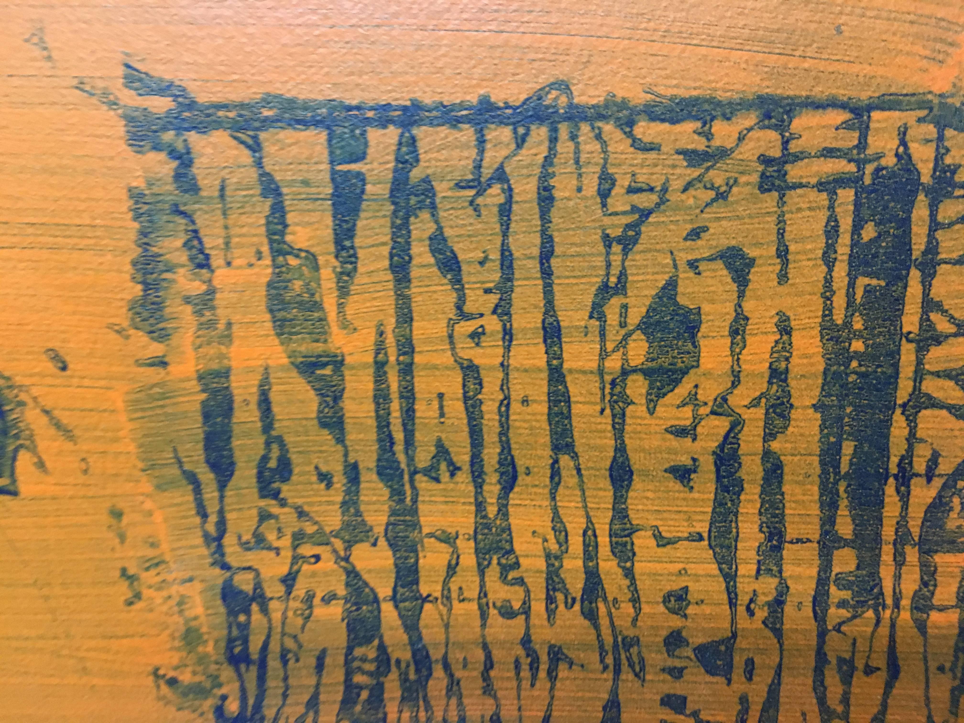 Ruz  Orange  Senkrecht  Innenbereich  Abstraktes Gemälde in Acryl auf Papier im Angebot 3