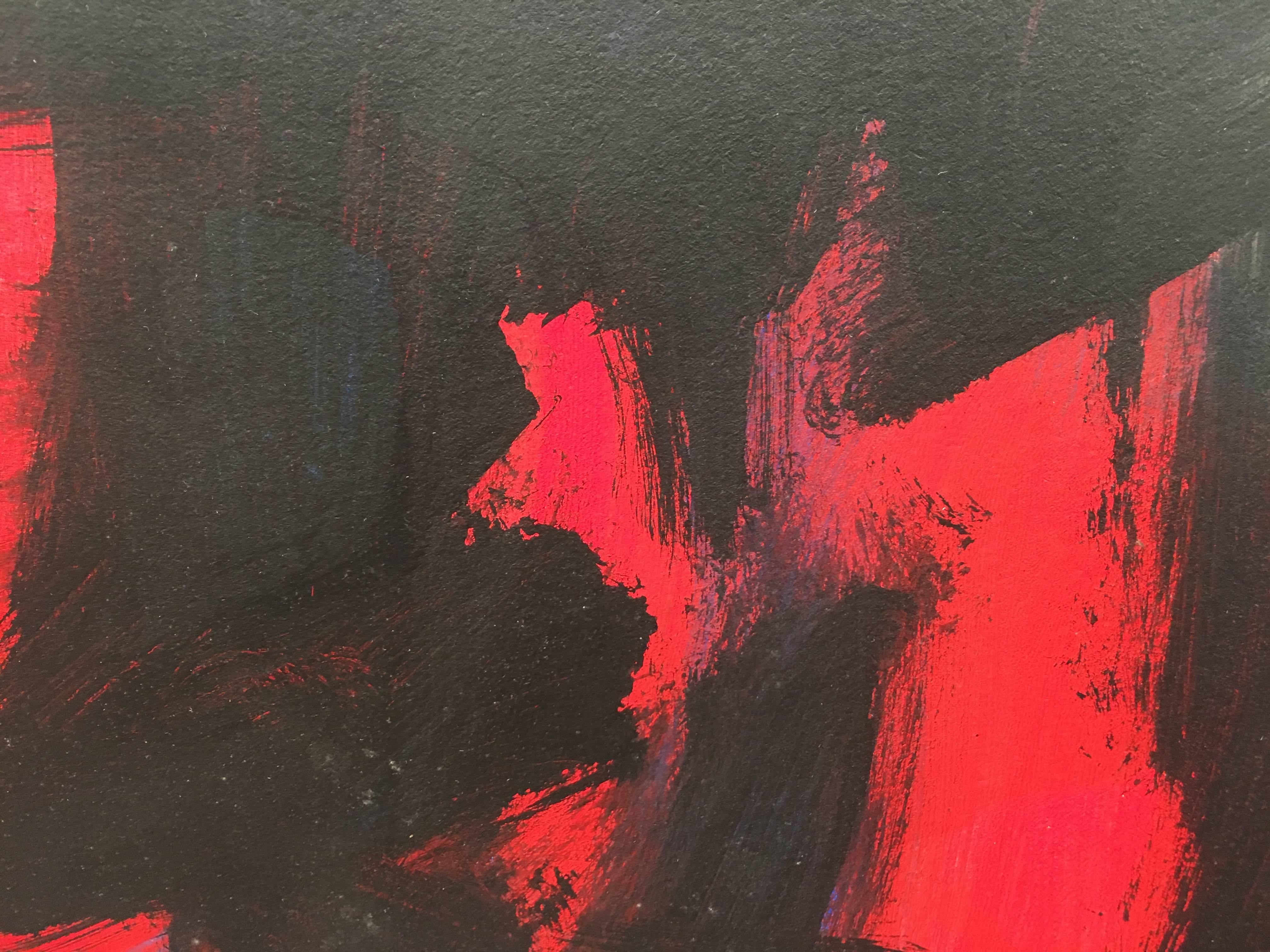Ruz    Rojo  Negro  Paisajes Interiores - Pintura Abstracta Acrílico sobre papel - Abstract Painting Marrón de RAFAEL RUZ