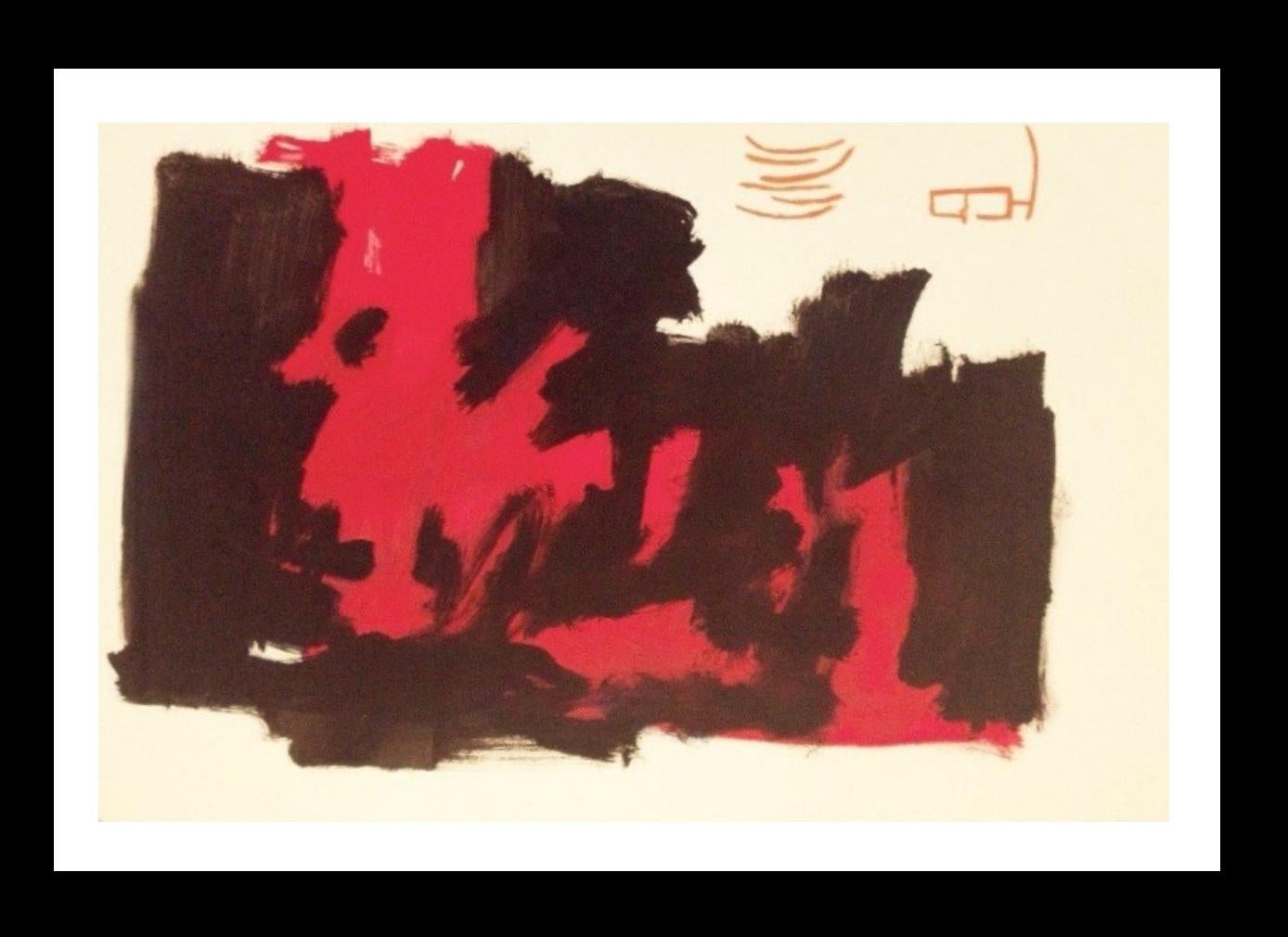 Abstract Painting di RAFAEL RUZ - Ruz    Red  Black  Interior Landscapes - Abstract Acrylic on paper Painting