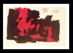 Ruz Red Black Interior Landscapes - Abstract Acrylic on paper Painting