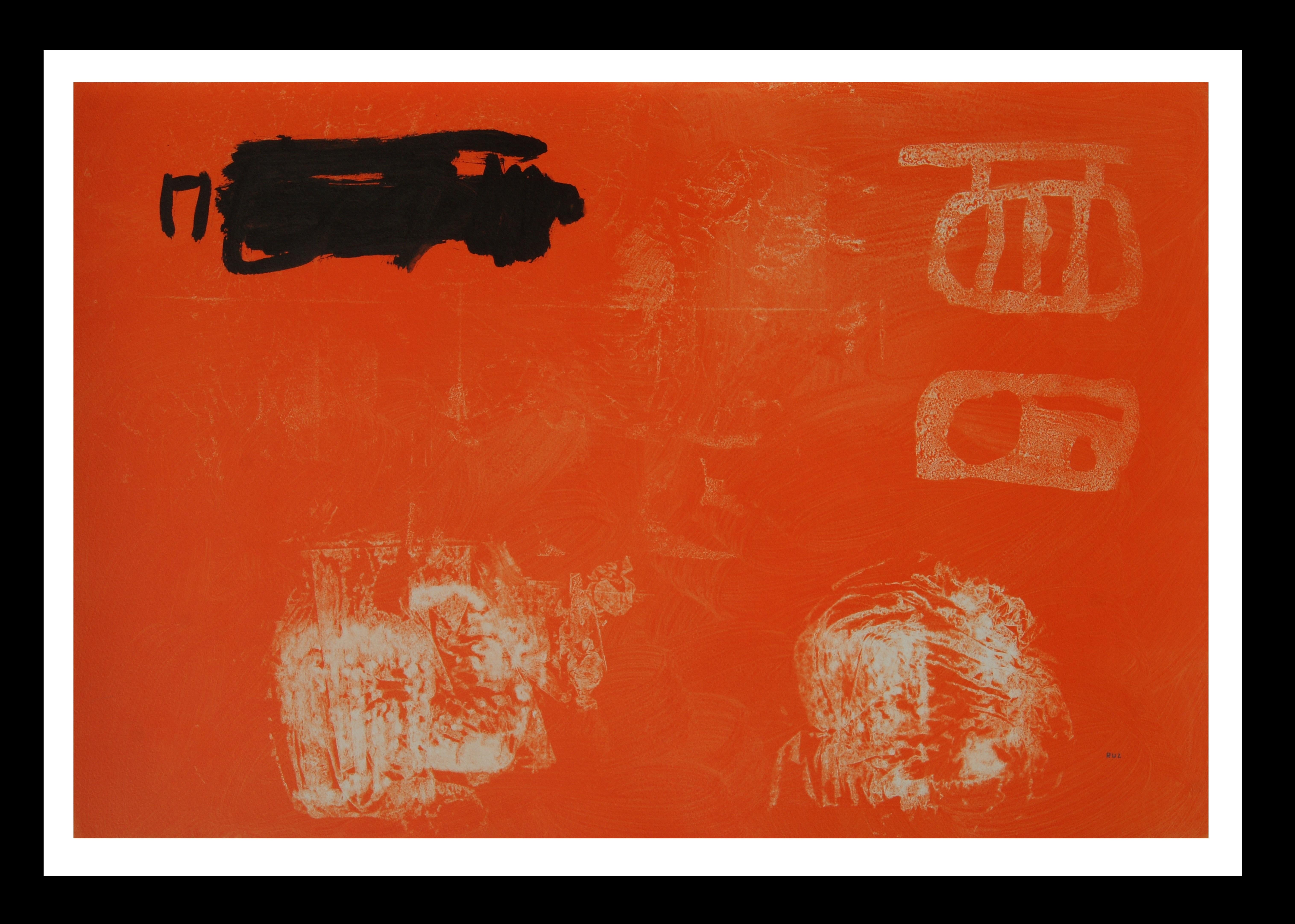Rafael Ruz - Ruz red black original abstract acrylic painting For Sale ...