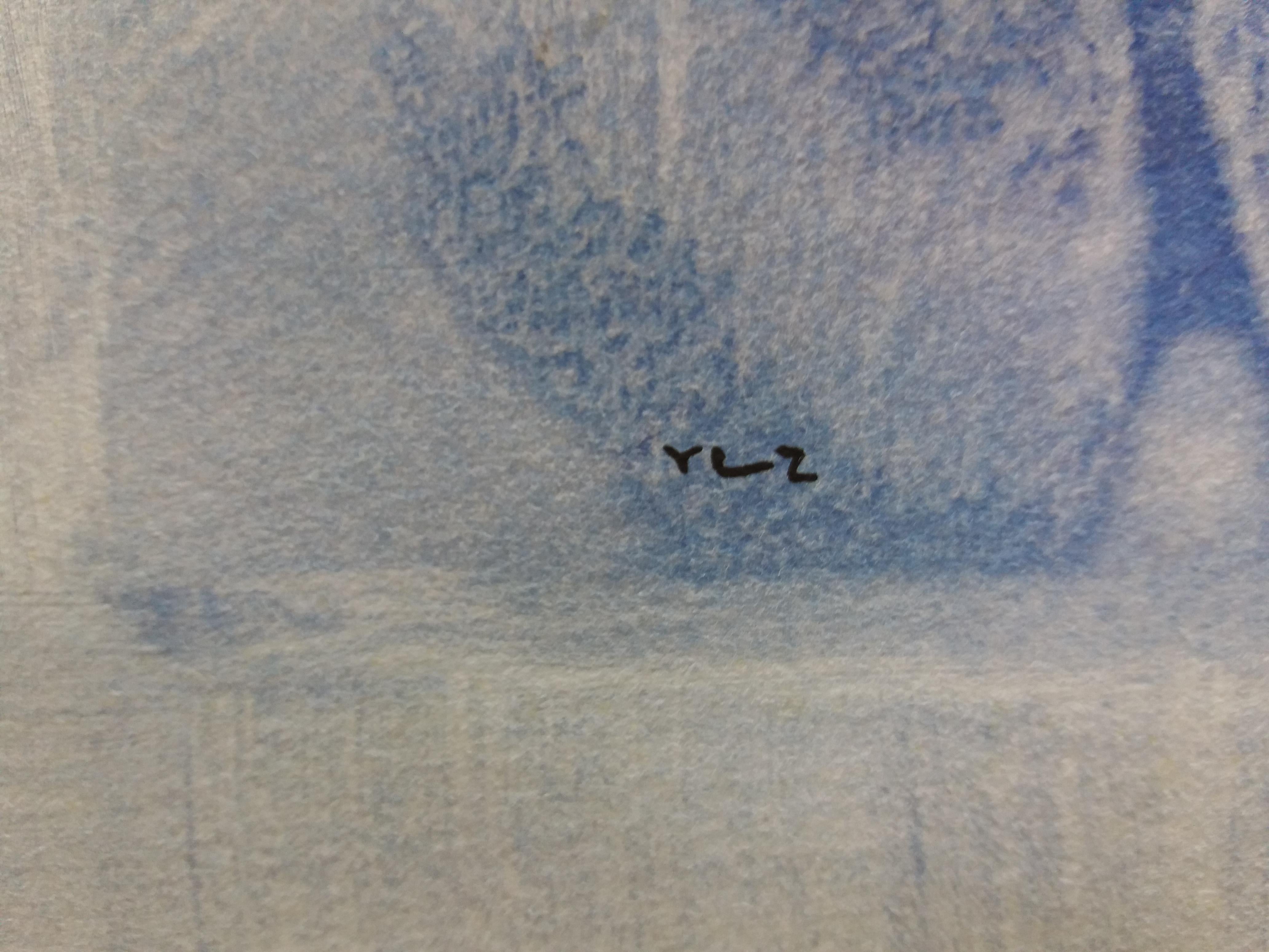 Ruz  Abstraktes Gemälde auf Acrylpapier in Rot-Blau. im Angebot 2