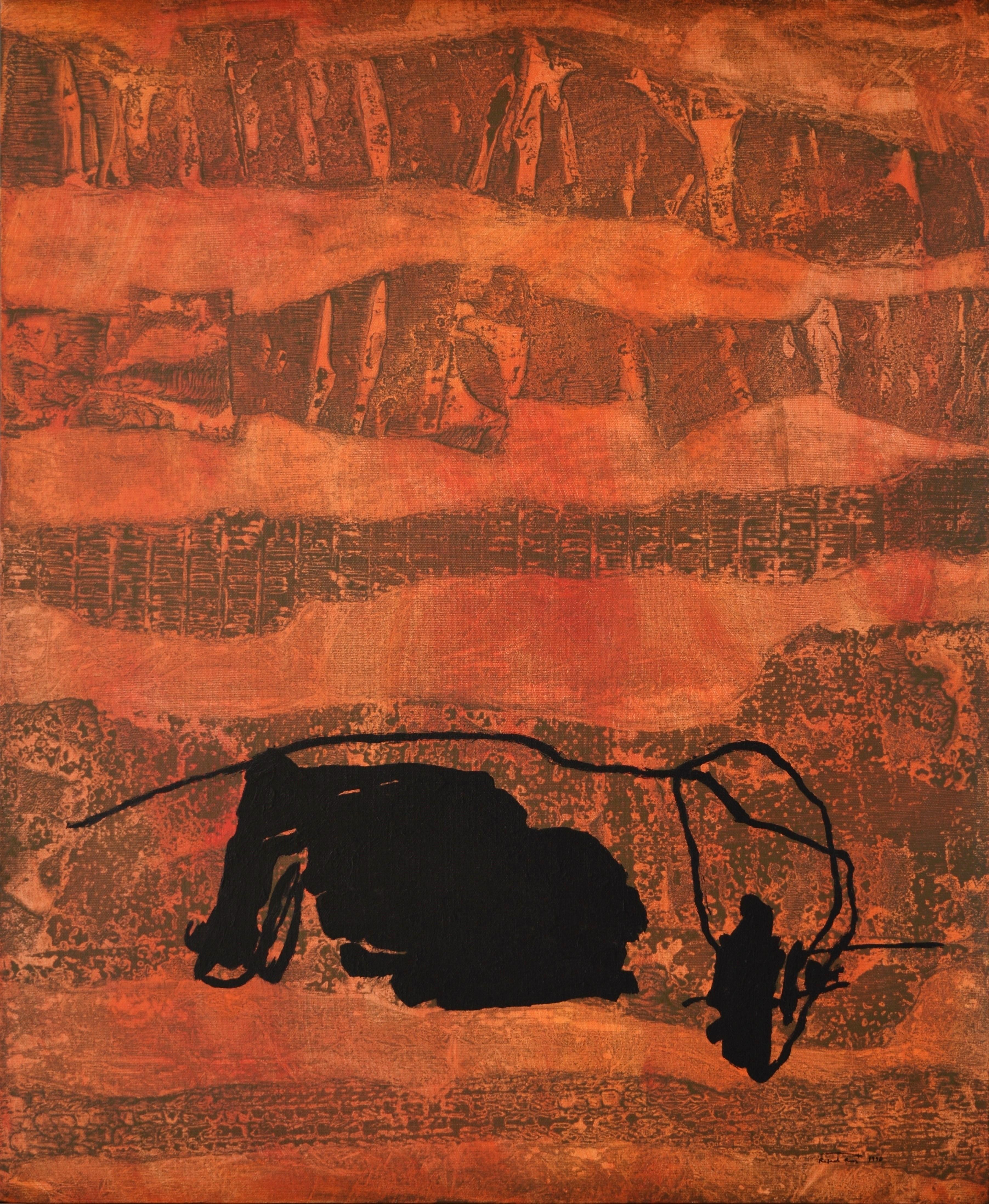 Ruz   Serie Estratos Astratto Acrilico su tela - Abstract Painting Marrone di RAFAEL RUZ