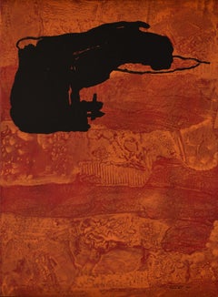 Ruz Serie Estratos Abstract Acrylic on Canvas, Framed, 1990s, 73x54 cm