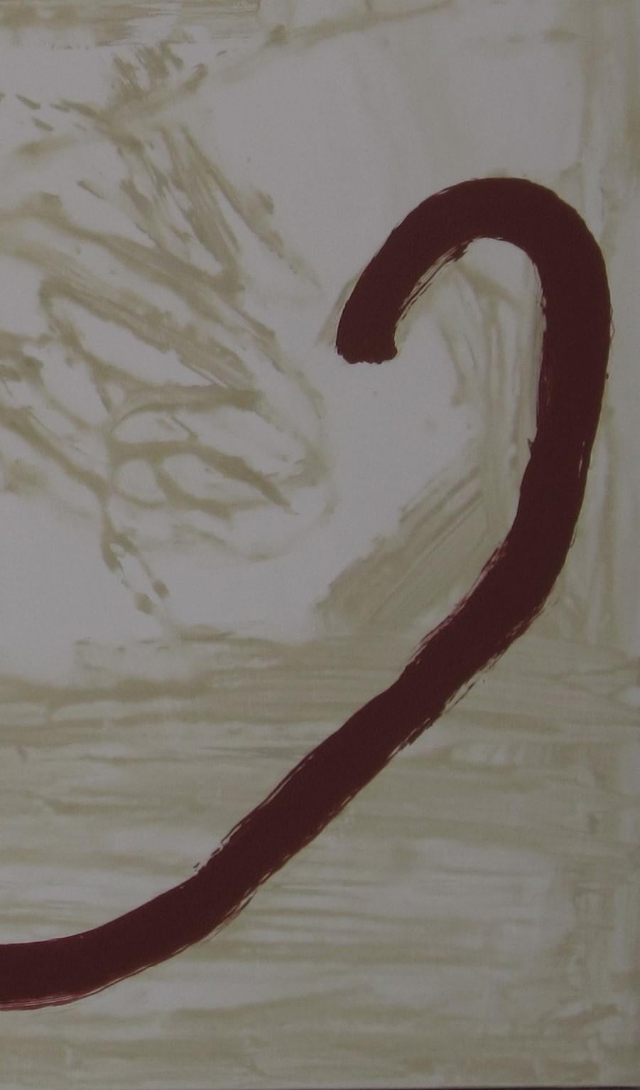 Plaza Ruz 6  Cuadro abstracto sobre lienzo beige y rojo - Painting Abstracto de RAFAEL RUZ