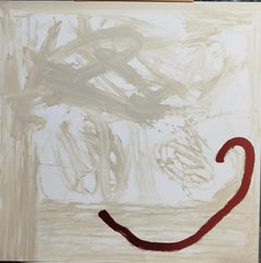 Ruz Square Beige and Red abstract canvas painting
