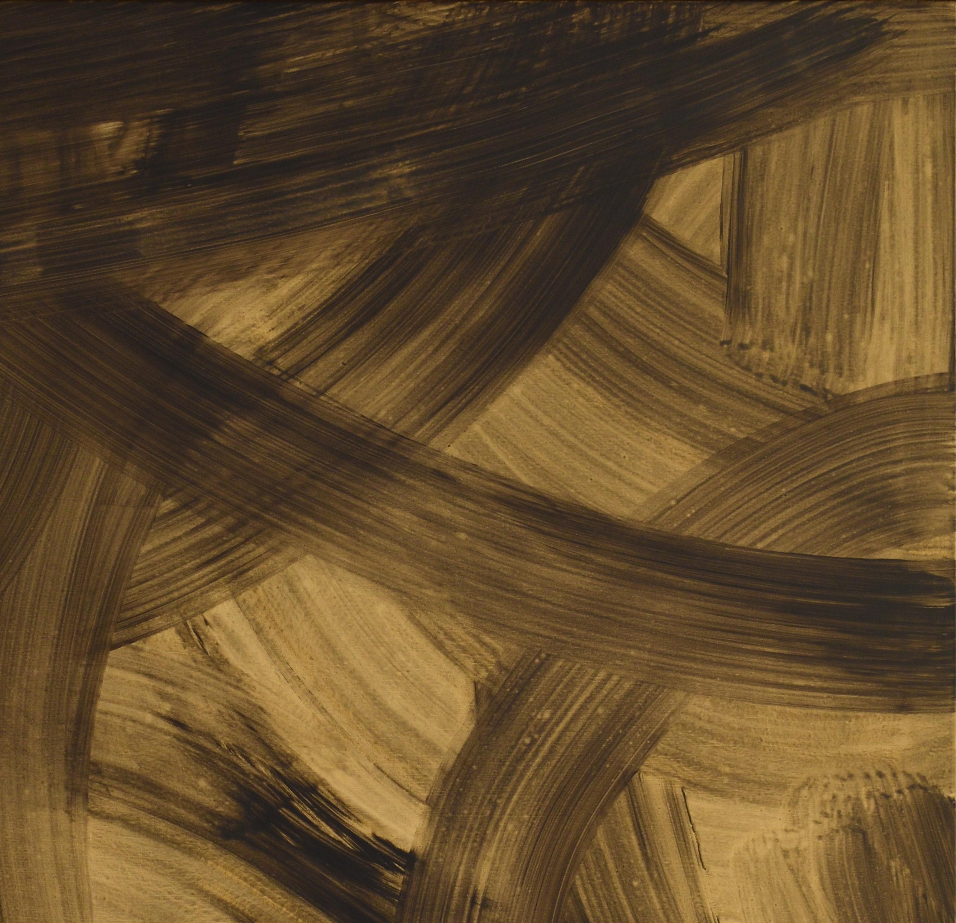 Ruz  Quadrato  Nero  Oro  Grande  Como un regalo - acrilico astratto originale - Painting di RAFAEL RUZ