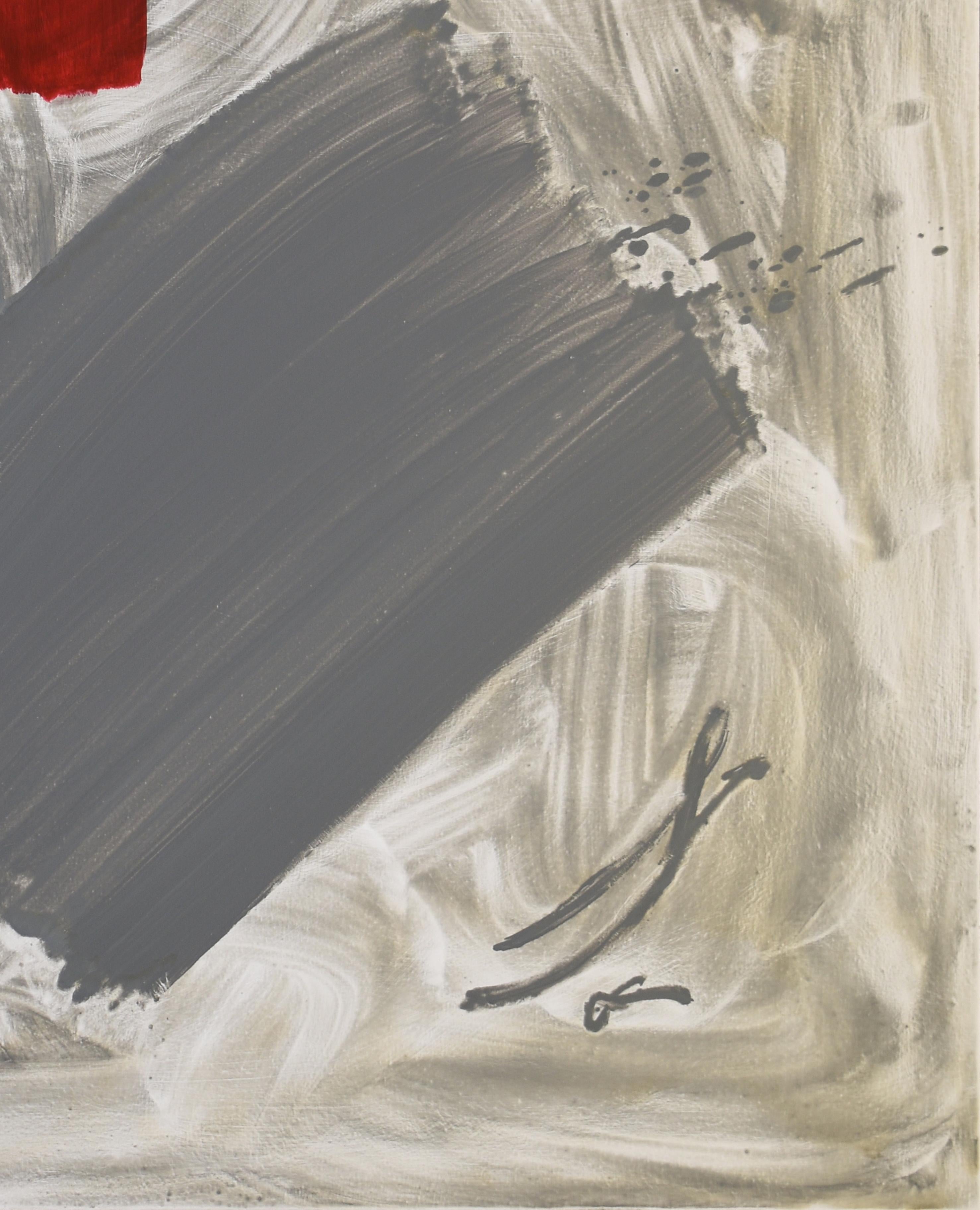 Ruz  Quadrato  Grigio  Rosso  Grande   aliento - pittura acrilica astratta originale - Painting Astratto di RAFAEL RUZ