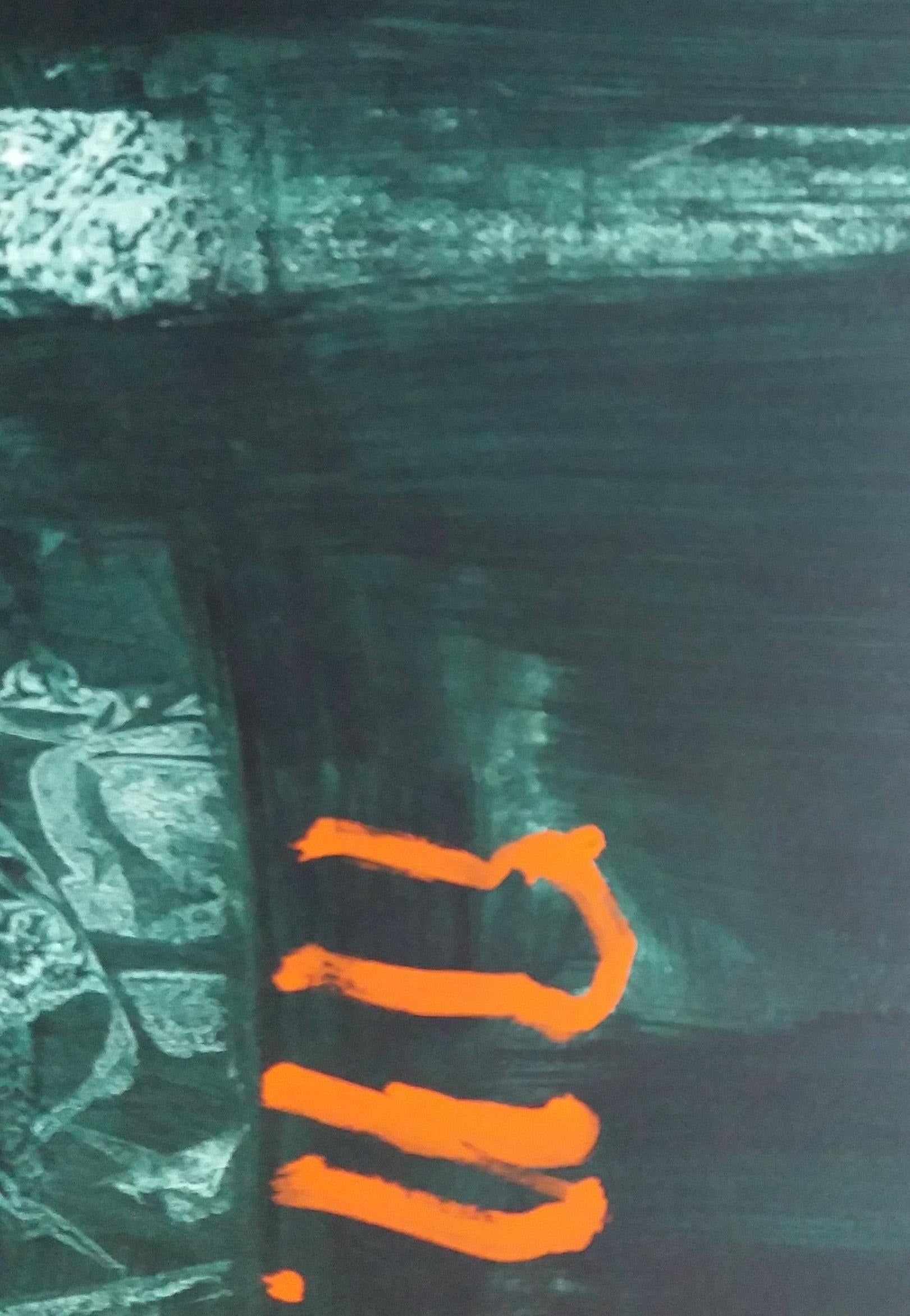 Ruz  Square  Interior Landscapes    Abstract Acrylic on paper Painting - Black Abstract Painting by RAFAEL RUZ