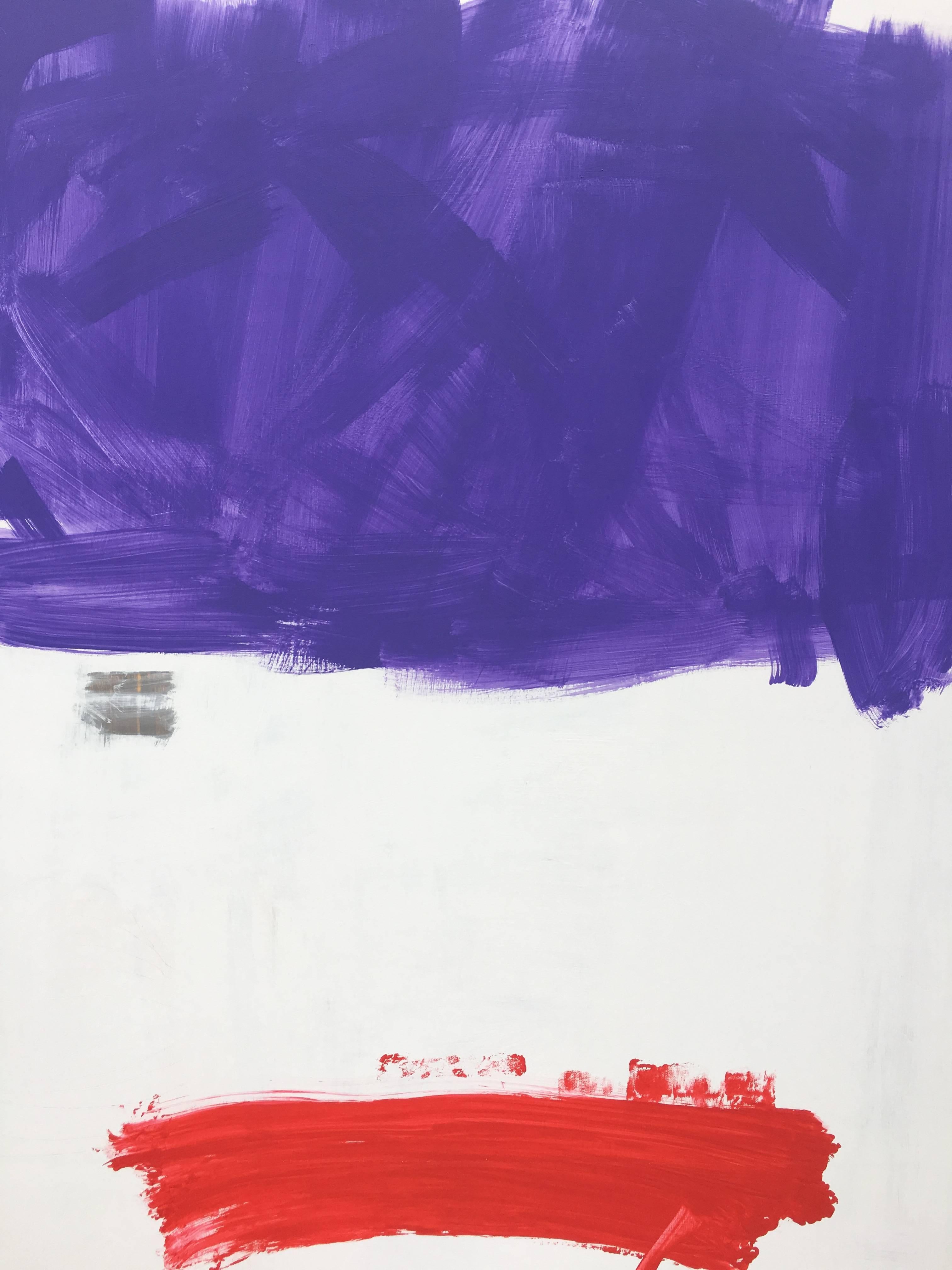Ruz  Vertical  Bigli  Un arrière-plan clair  Rouge  Violet   Acrylique abstrait  toile en vente 1