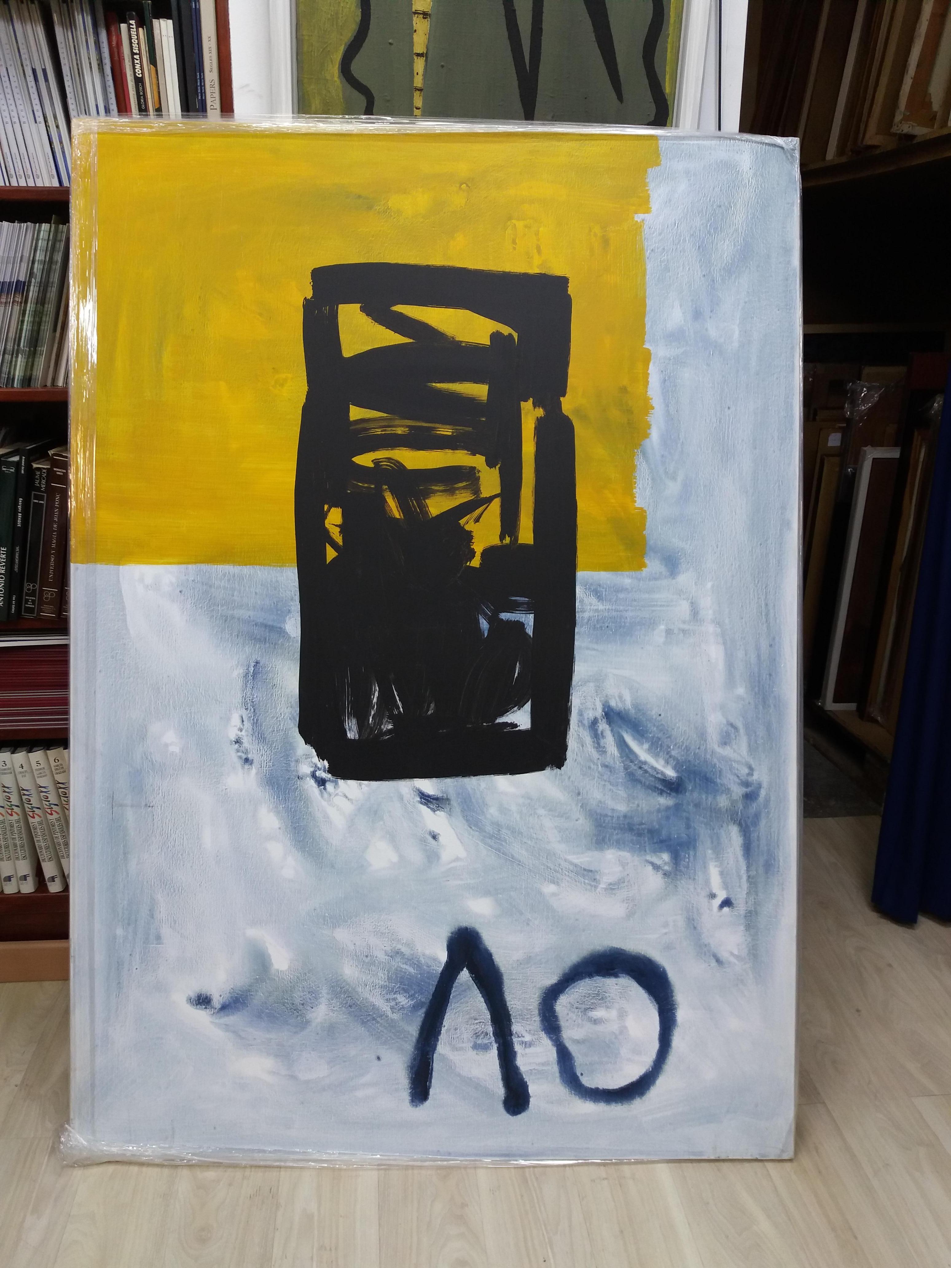 Ruz Vertical Blue  Big  Interior Landscapes - Abstract Acrylic on canvas - Painting by RAFAEL RUZ