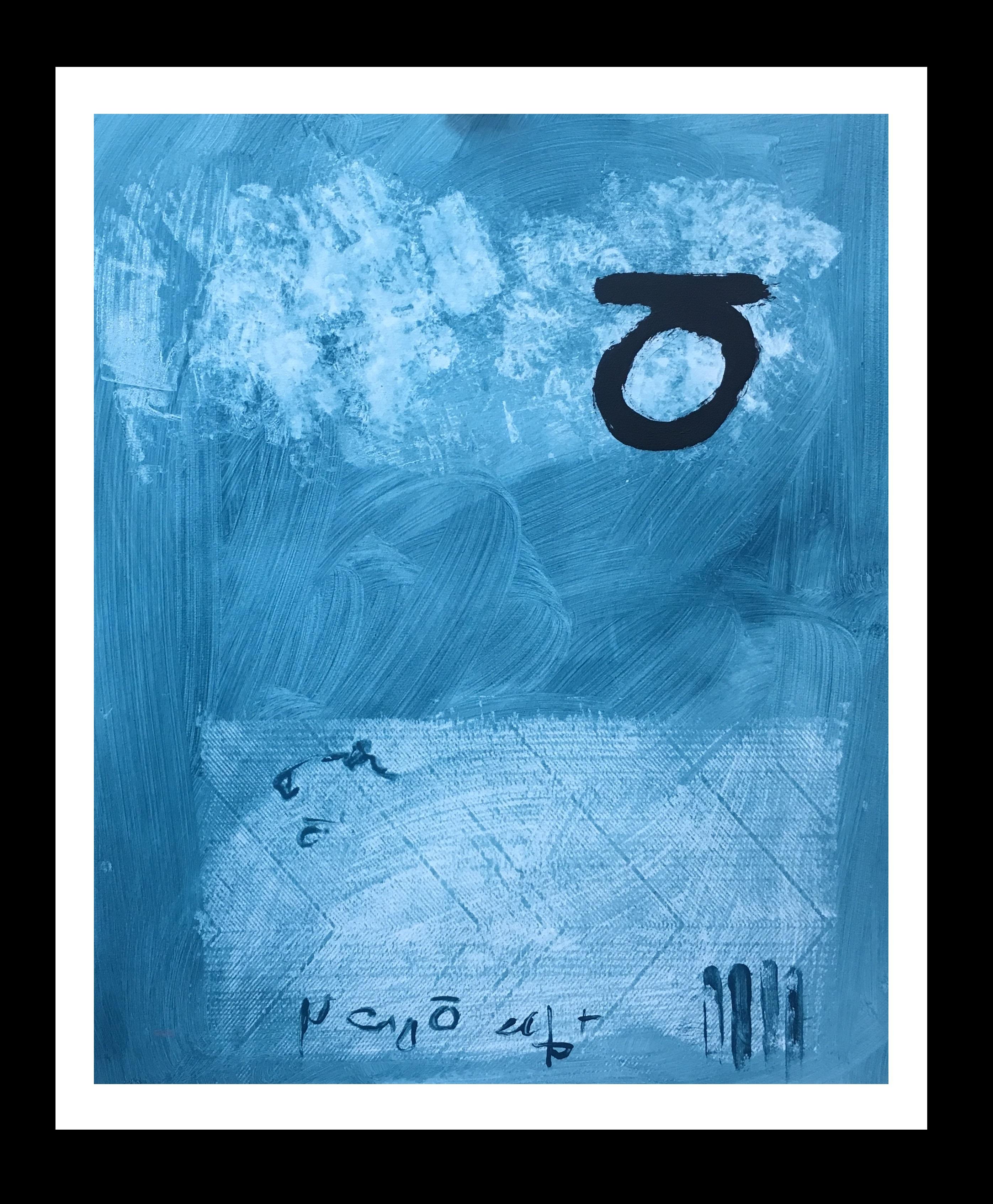 Abstract Painting di RAFAEL RUZ - Ruz  Verticale  Blu Nero   Pittura astratta Acrilico su carta