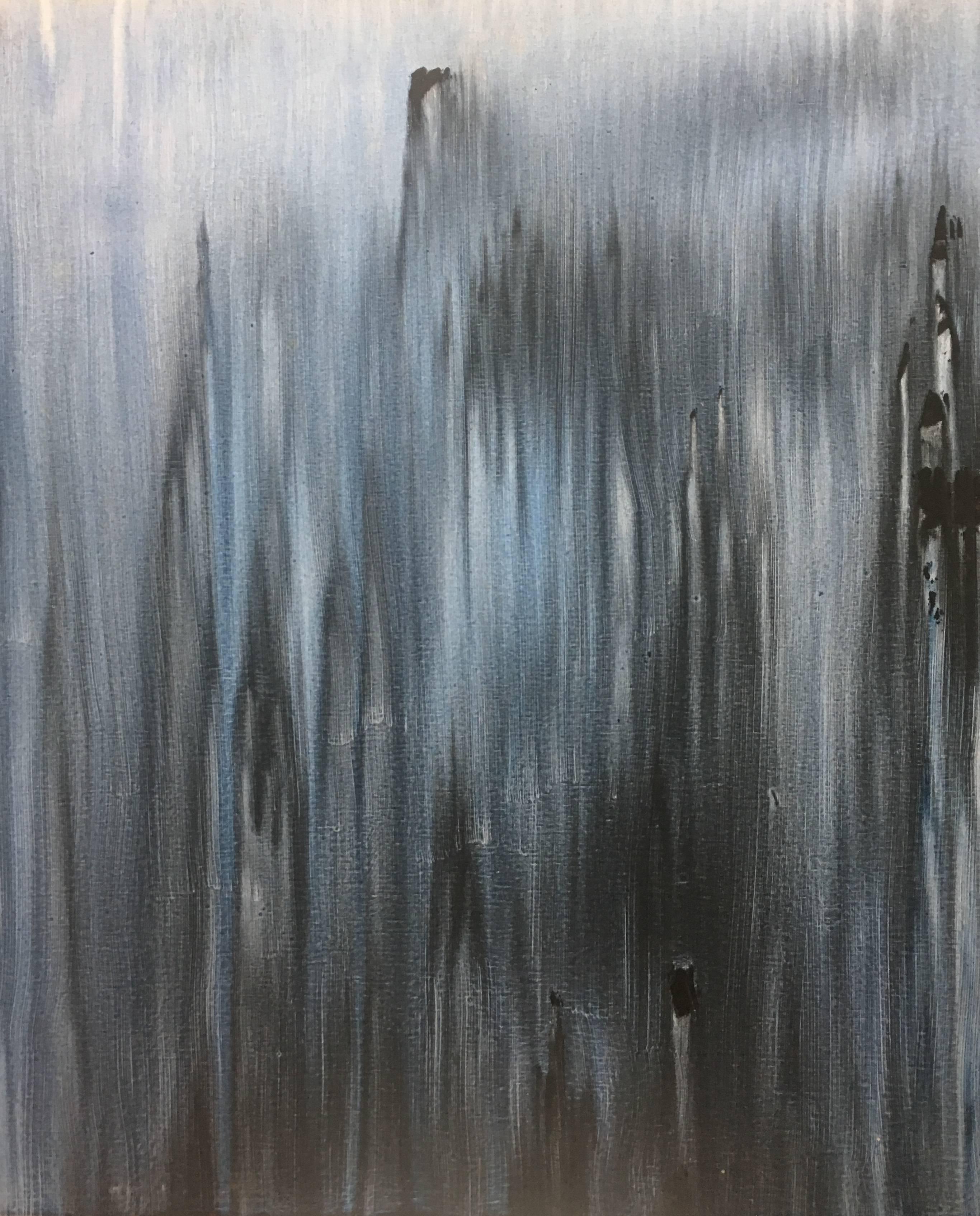 Abstract Painting de RAFAEL RUZ - Ruz  Vertical  Azul  Negro  Paisaje  resumen original