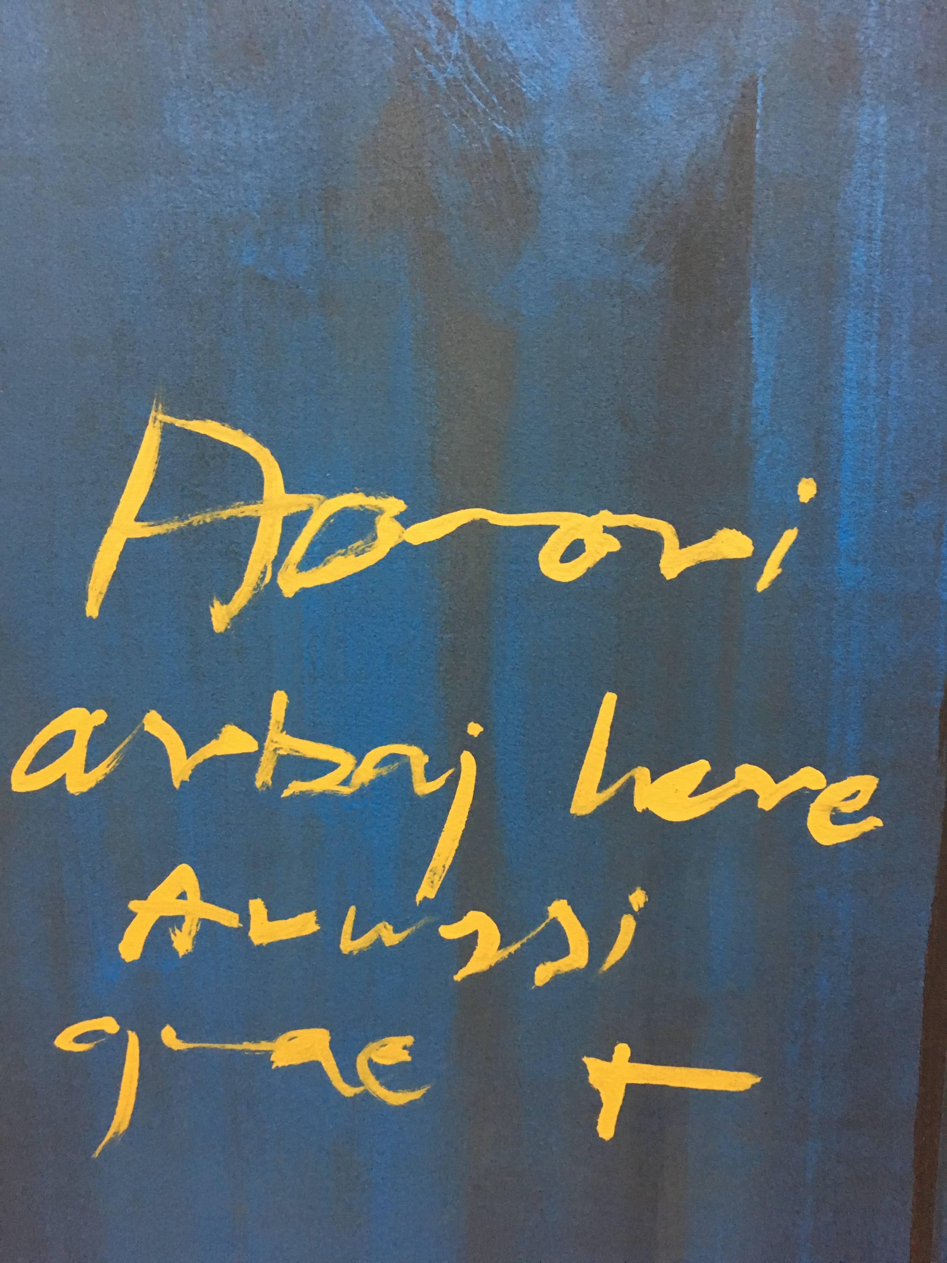 Ruz. Vertical  Azul   pintura acrílica abstracta original - Abstract Painting Negro de RAFAEL RUZ