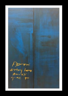 Ruz. Vertical  Azul   pintura acrílica abstracta original