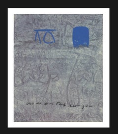 Ruz Vertical Gray Blue Interior Landscapes - Abstract Acrylic on paper Painting