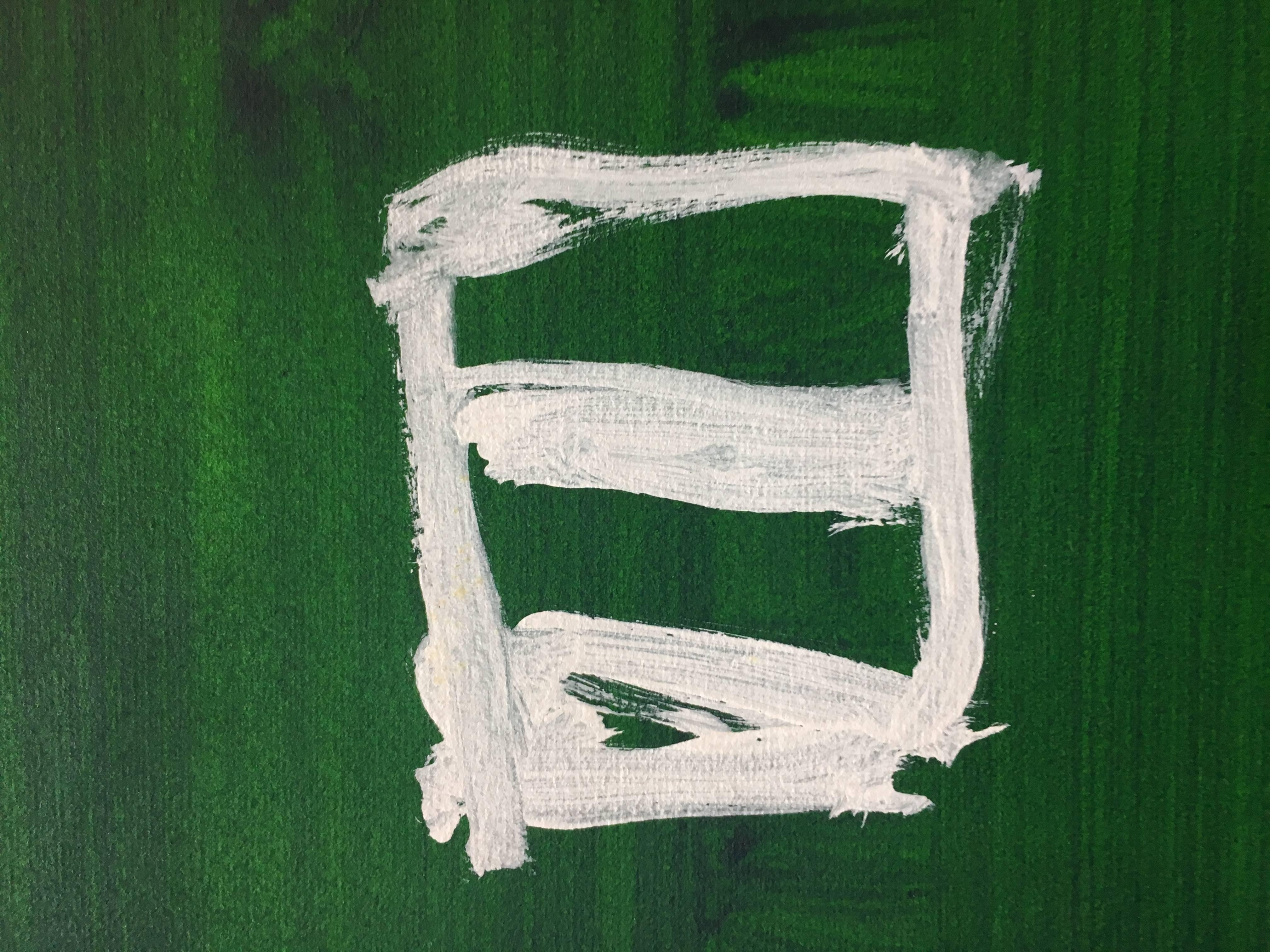 Ruz  Vertical Green abstract  Landscapes   Acrylic on paper - Abstract Painting by RAFAEL RUZ