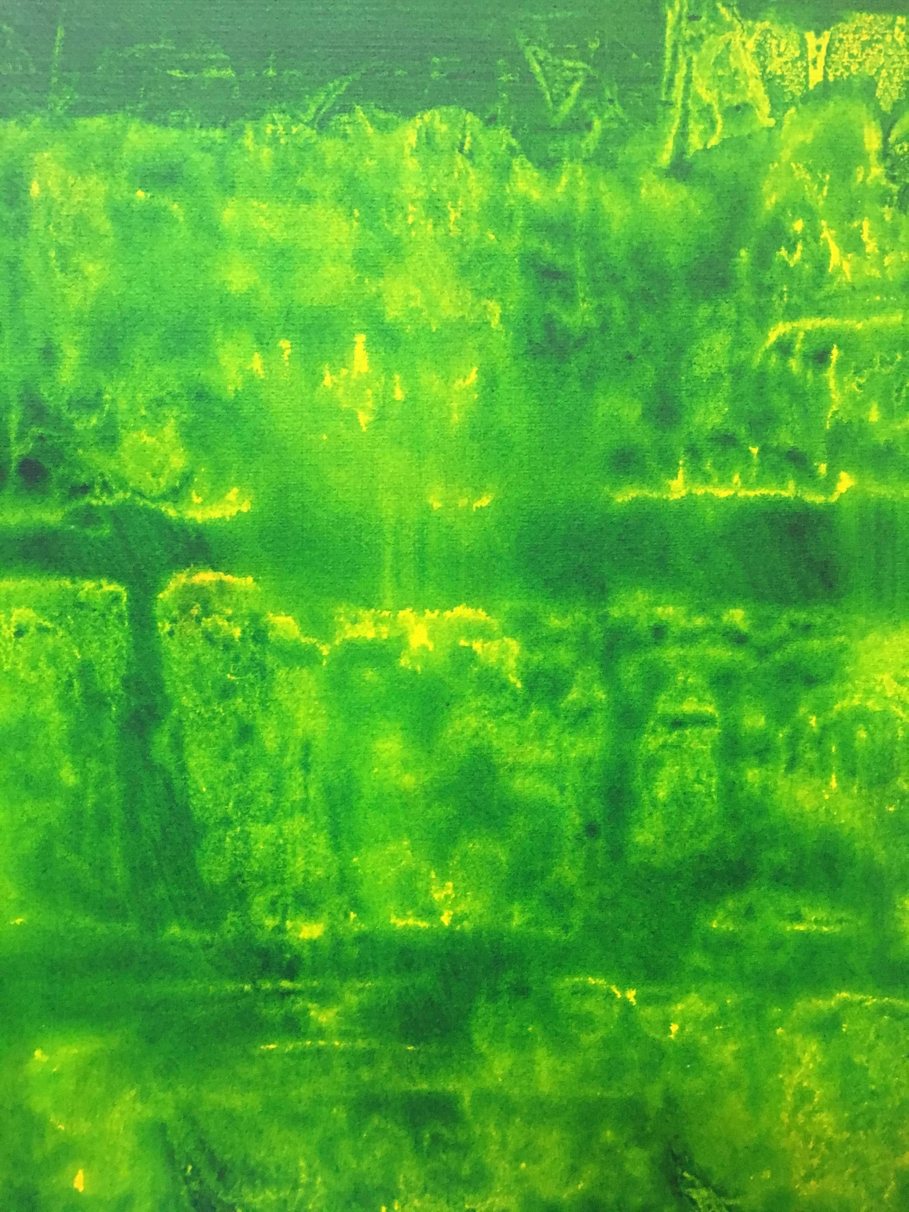 Ruz  Vertical Green abstract  Landscapes   Acrylic on paper  For Sale 1