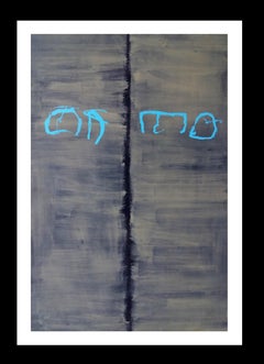 Ruz  Vertical  Verde y gris pintura acrílica abstracta original