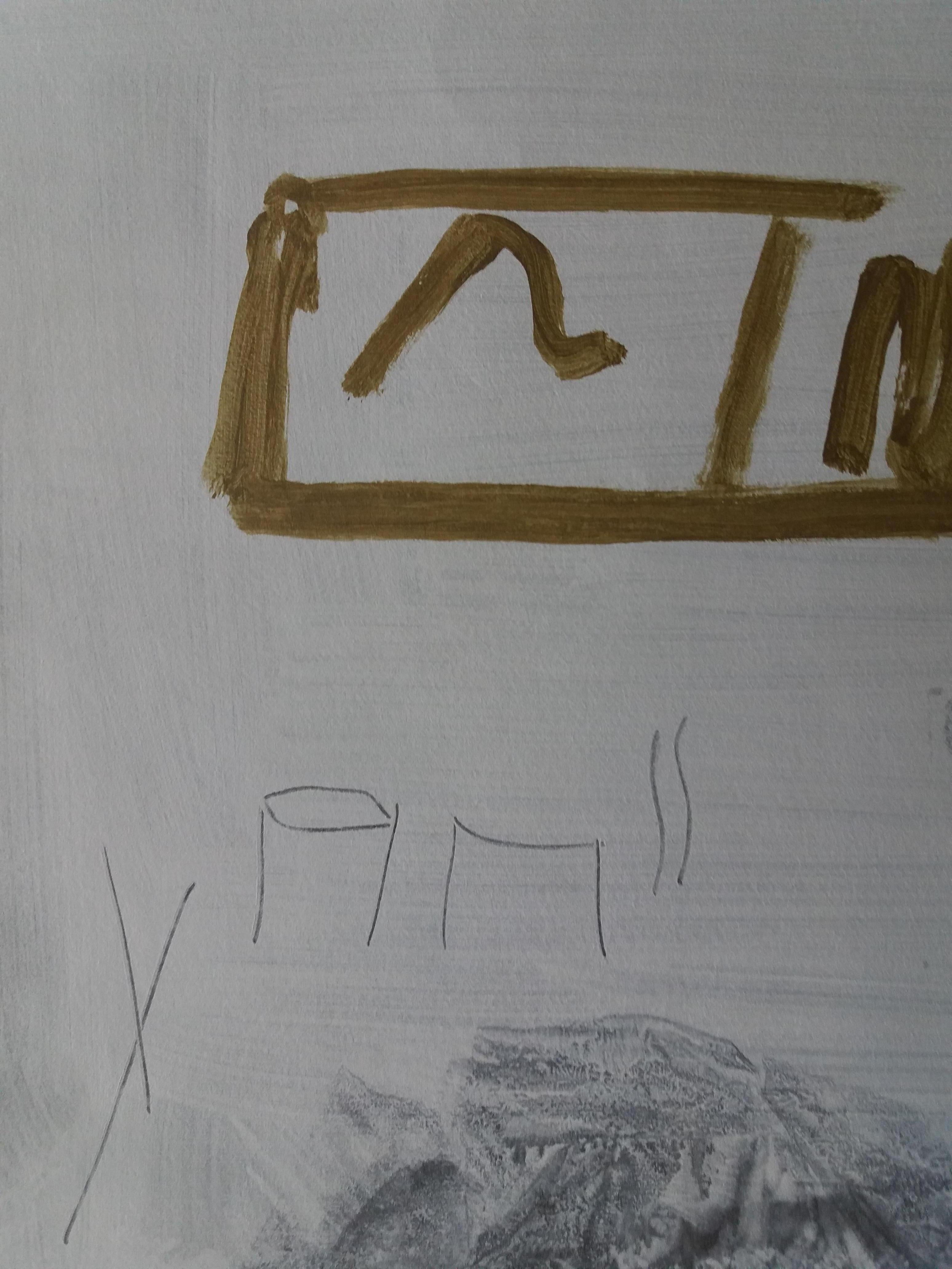 Ruz  Vertical  Gris  Acrílico abstracto sobre papel - Painting Abstracto de RAFAEL RUZ