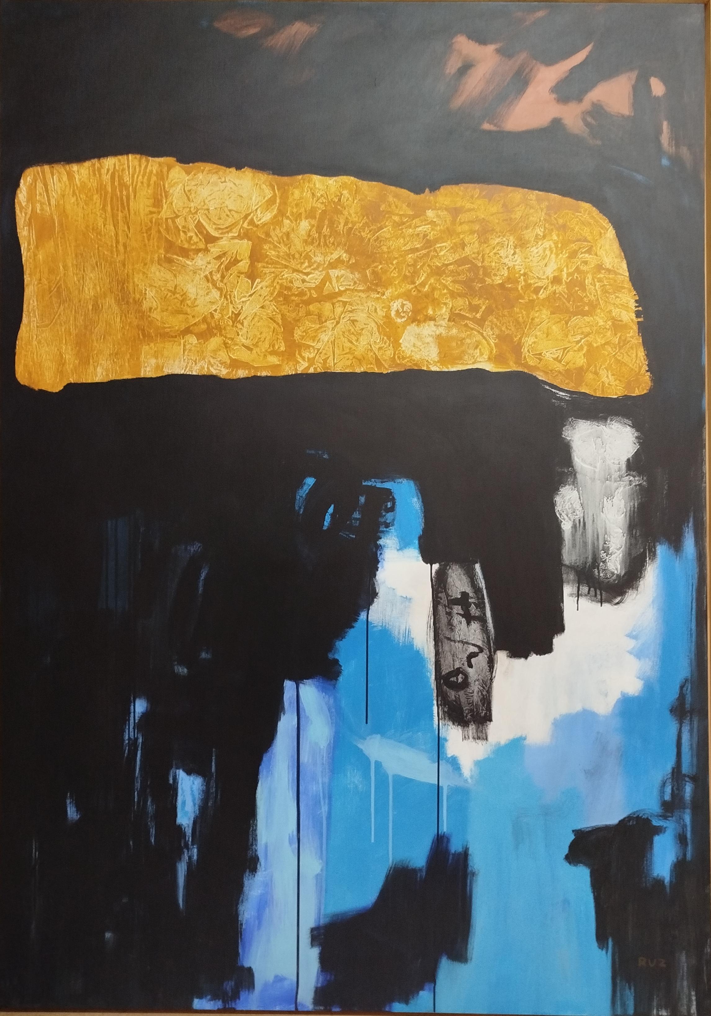 RAFAEL RUZ Abstract Painting – Ruz Vertical Temprano: Abstrakte Acrylmalerei auf Leinwand