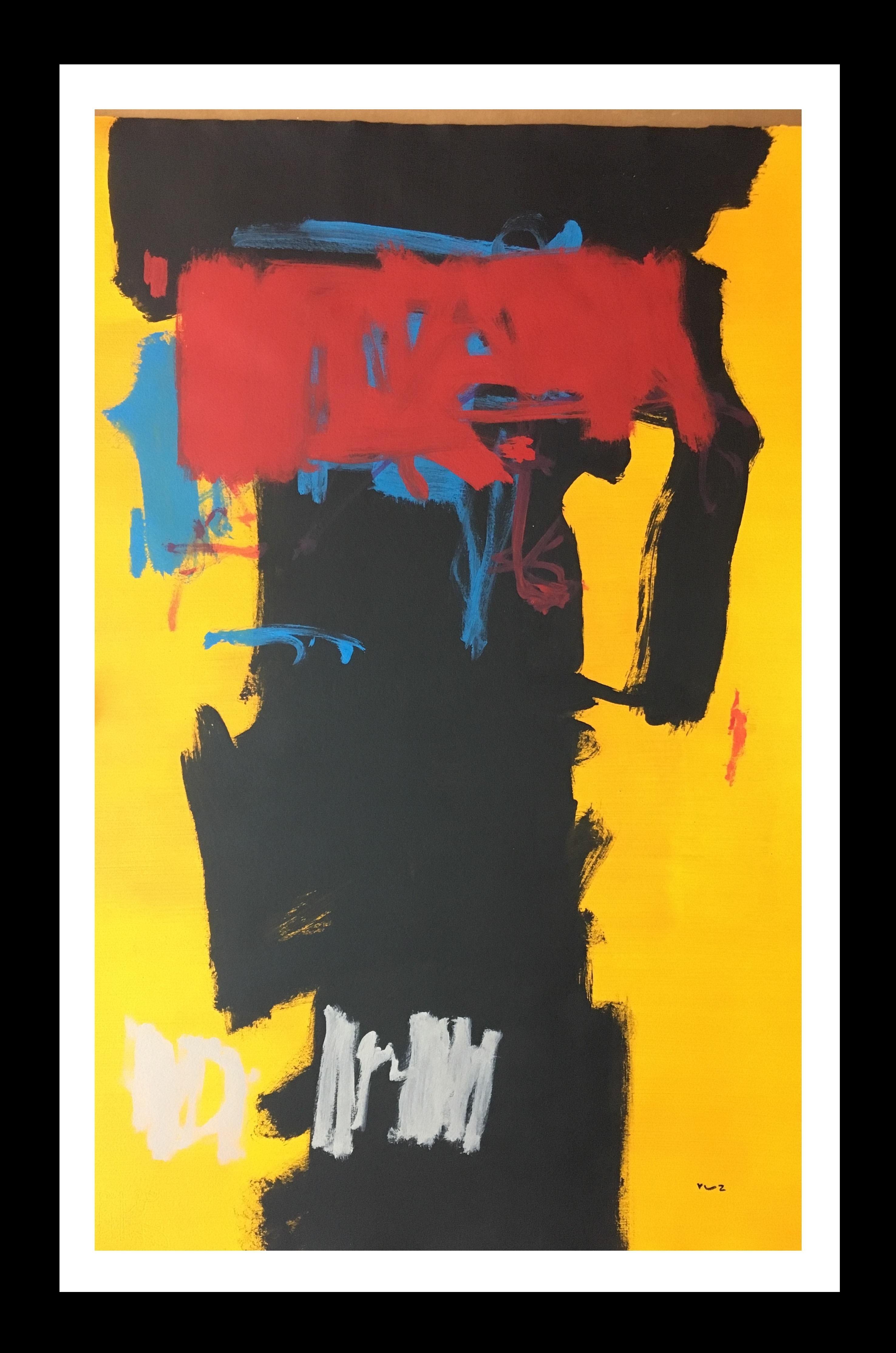 Ruz   Amarillo  Negro Vertical  Paisajes interiores - Acrílico abstracto sobre papel